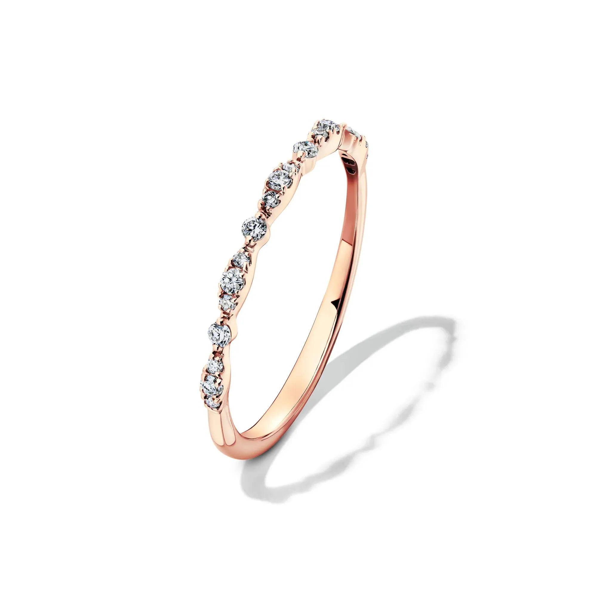 1/7 CT. Tw. Lab Grown Diamond Stack Band Ring 10K Rose Gold Size 7.5 1.5mm - Image 4