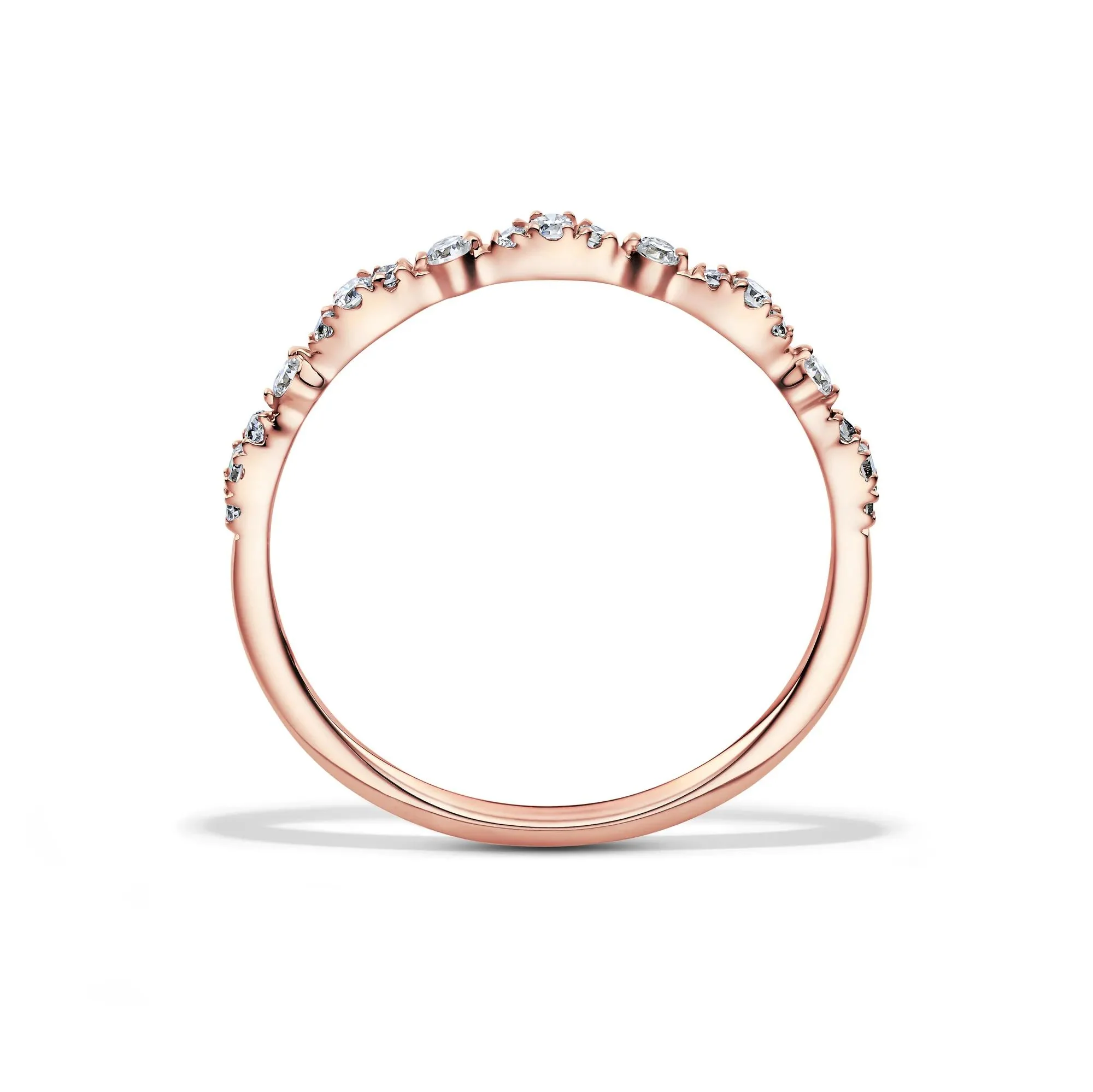 1/7 CT. Tw. Lab Grown Diamond Stack Band Ring 10K Rose Gold Size 9 1.5mm - Image 2