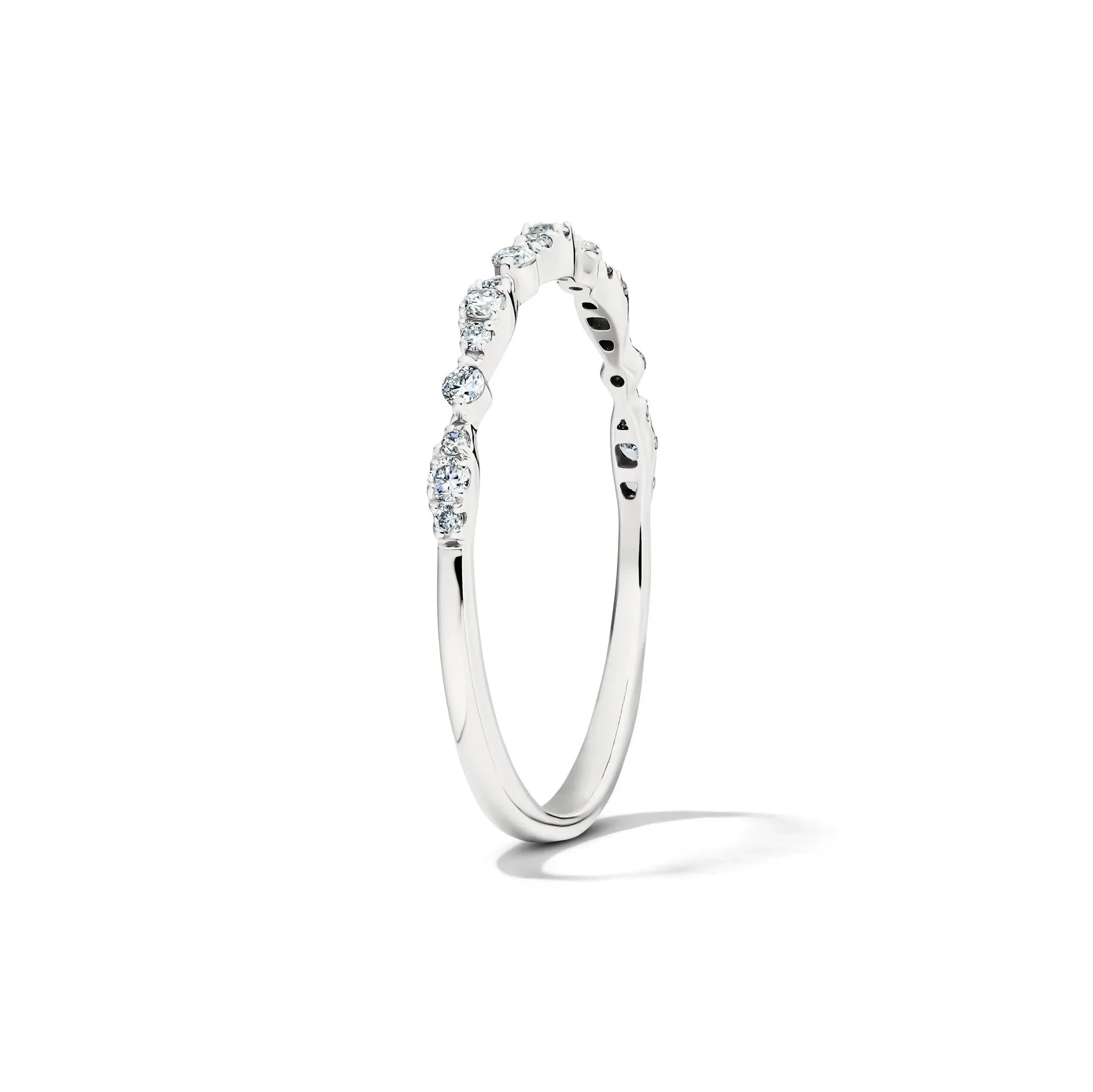 1/7 CT. Tw. Lab Grown Diamond Stack Band Ring 10K White Gold Size 6 1.5mm - Image 3