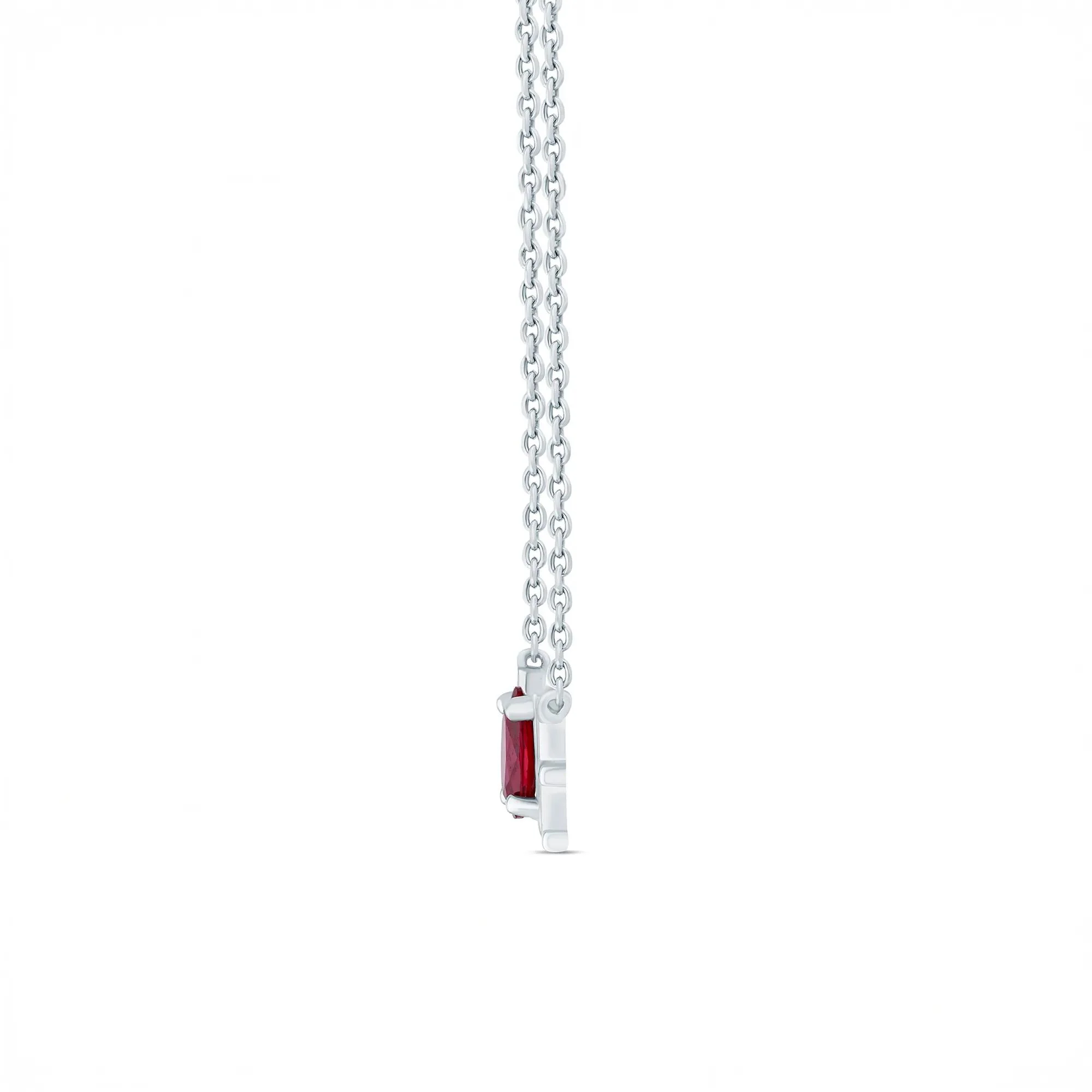 Lab-Created Ruby Love Necklace .925 Sterling Silver White Size 17.75" - Image 2
