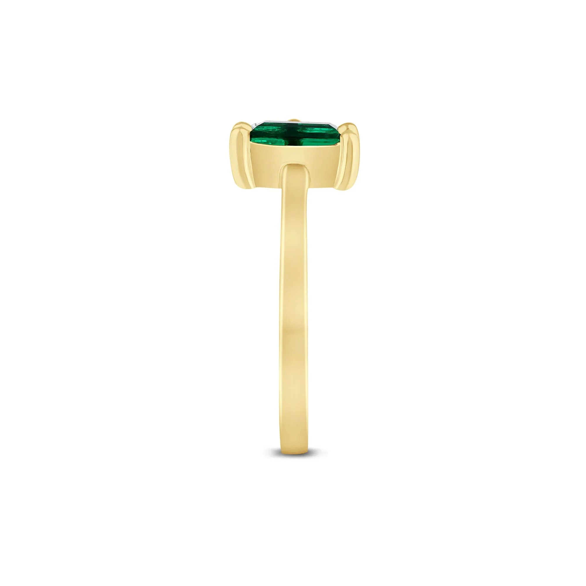 1/3 CT. Tw. Lab-Created Emerald and Lab Grown Diamond Ring 10K Yellow Gold Size 7.5 1.5mm - Image 3