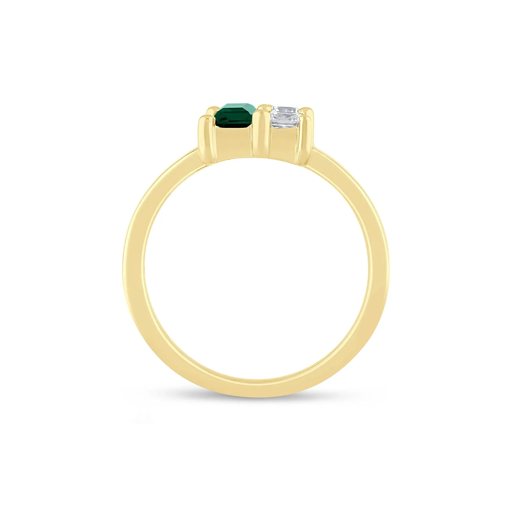 1/3 CT. Tw. Lab-Created Emerald and Lab Grown Diamond Ring 10K Yellow Gold Size 8.5 1.5mm - Image 2