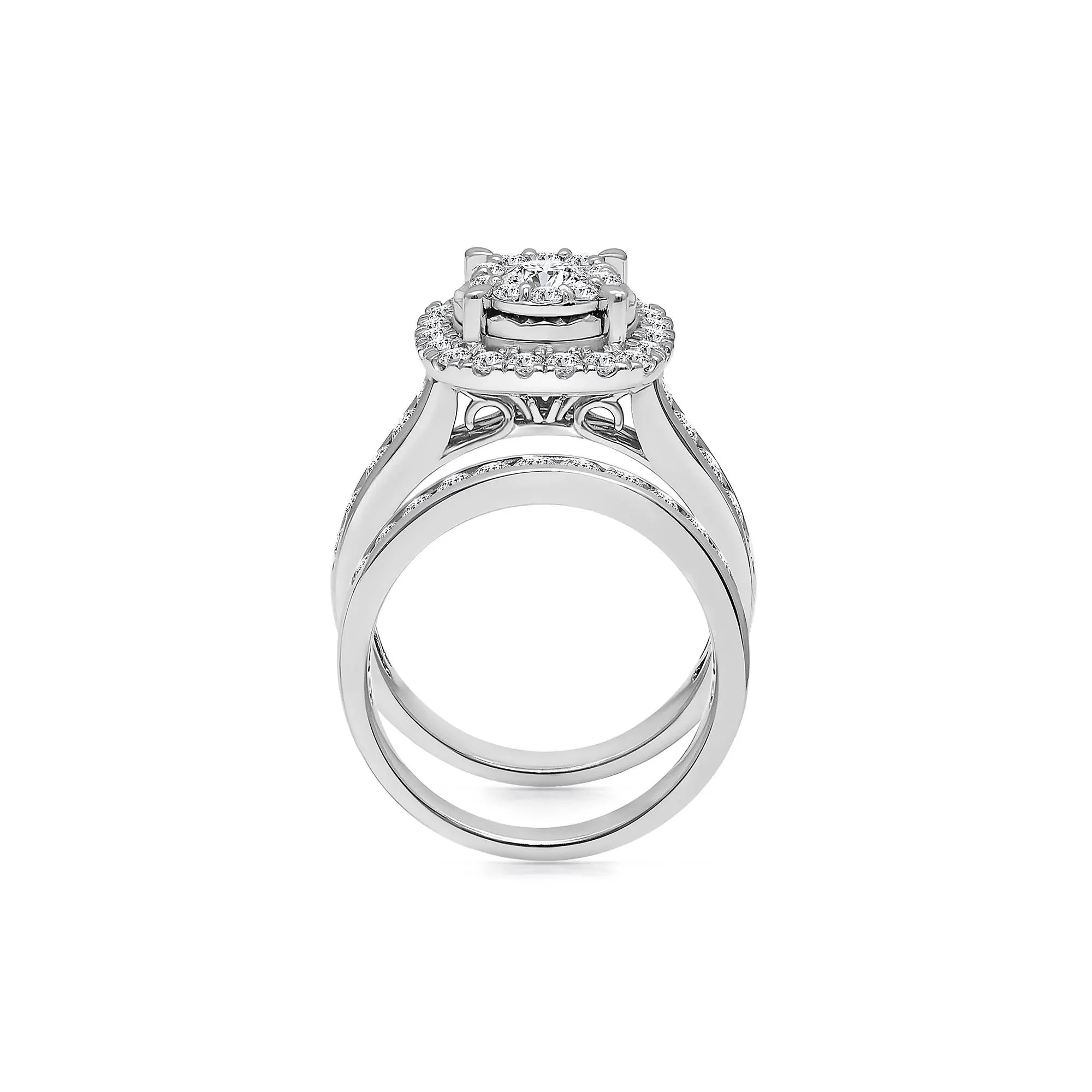 2 CT. Tw. Lab Grown Diamond Composite Center Engagement Set 10K White Gold Ring Size 7.5 - Image 2
