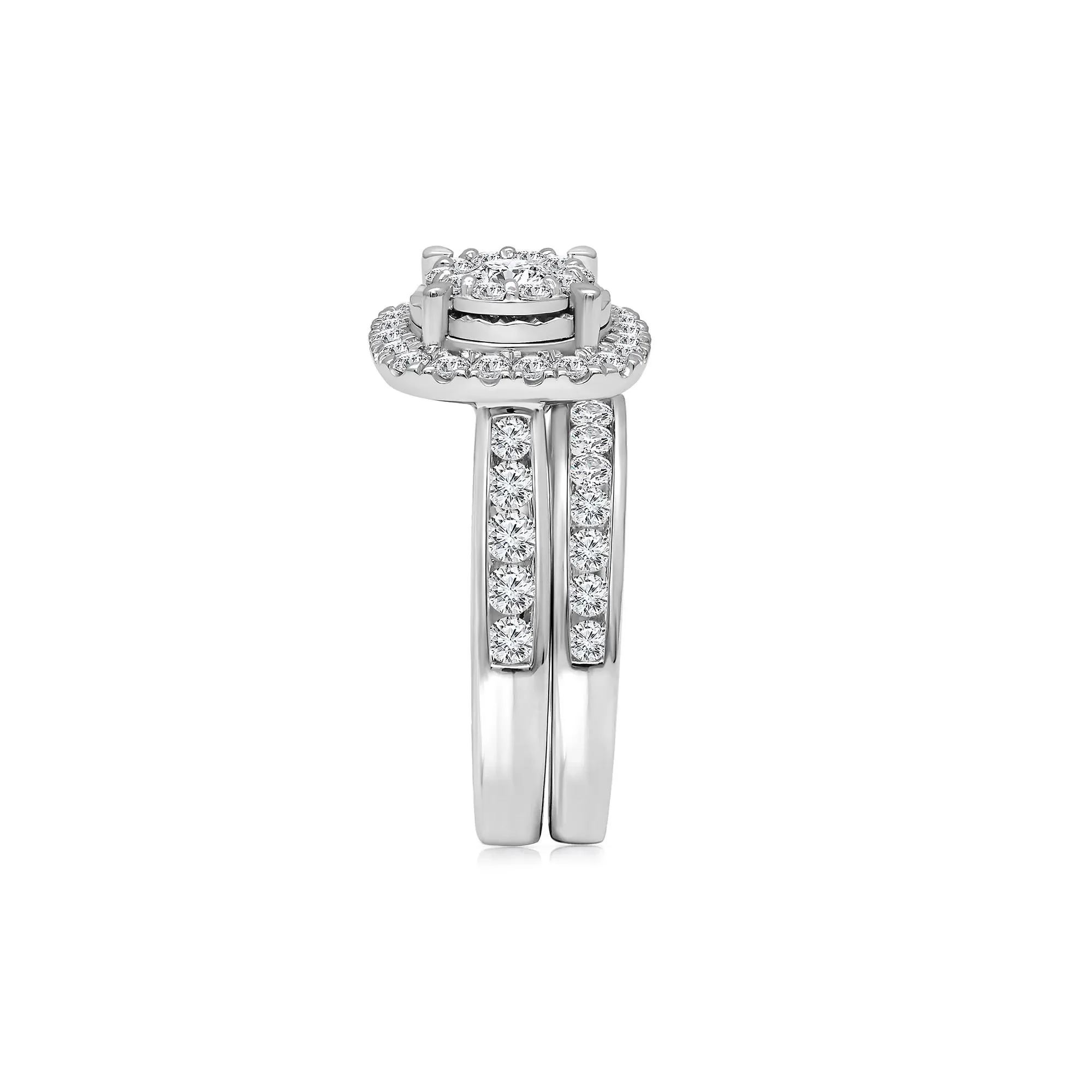 2 CT. Tw. Lab Grown Diamond Composite Center Engagement Set 10K White Gold Ring Size 7.5 - Image 3