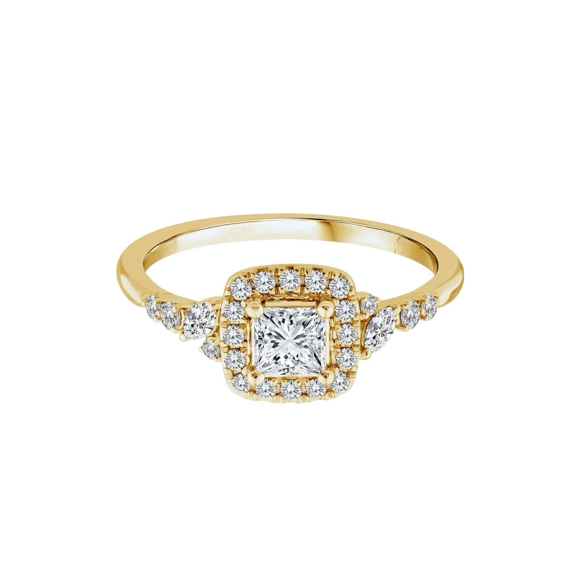 3/4 CT. Tw. Princess-Cut Diamond Engagement Ring 14K Yellow Gold Size 6 1.5mm