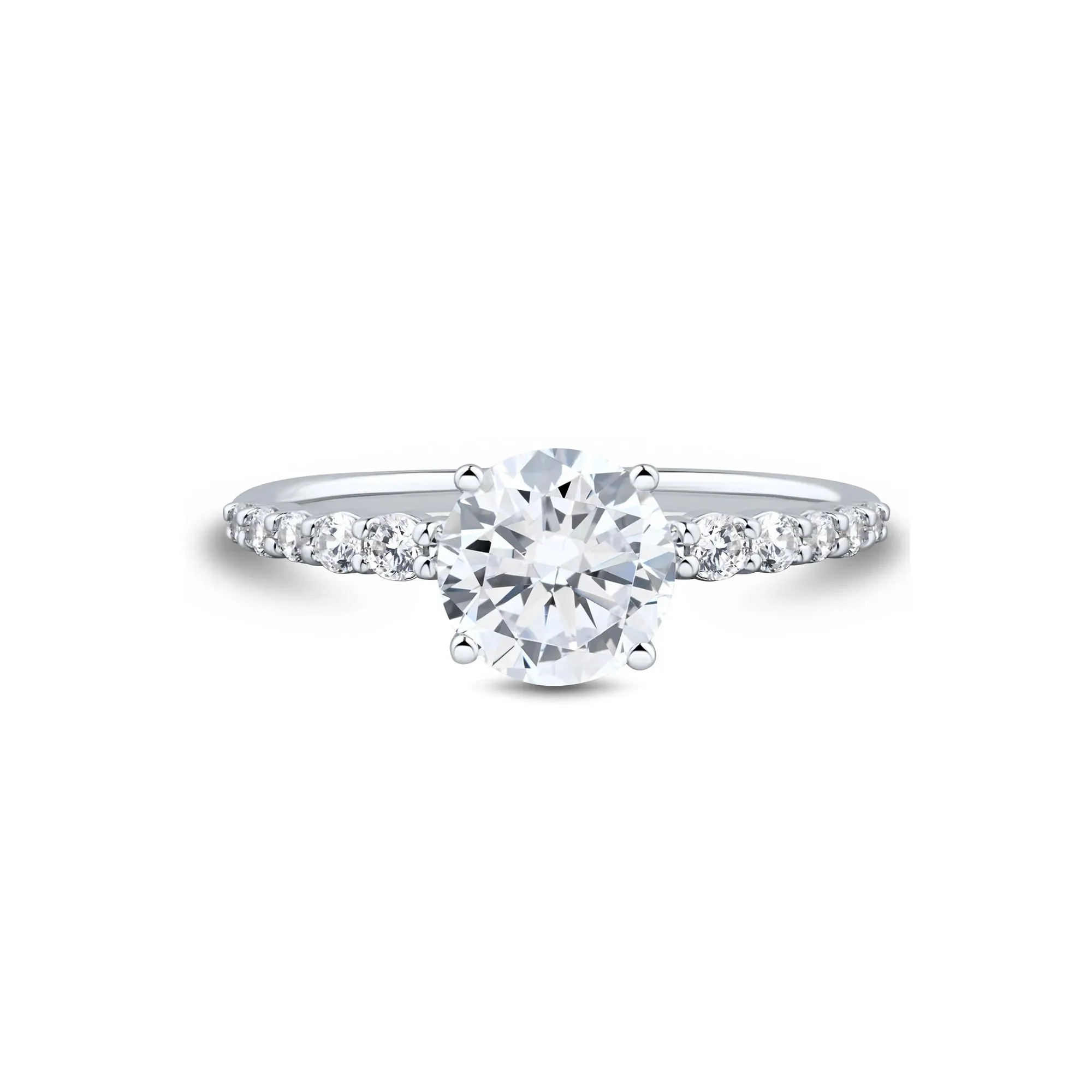 2 1/3 CT. Tw. Lab Grown Diamond Engagement Ring 14K White Gold Size 6 1.5mm