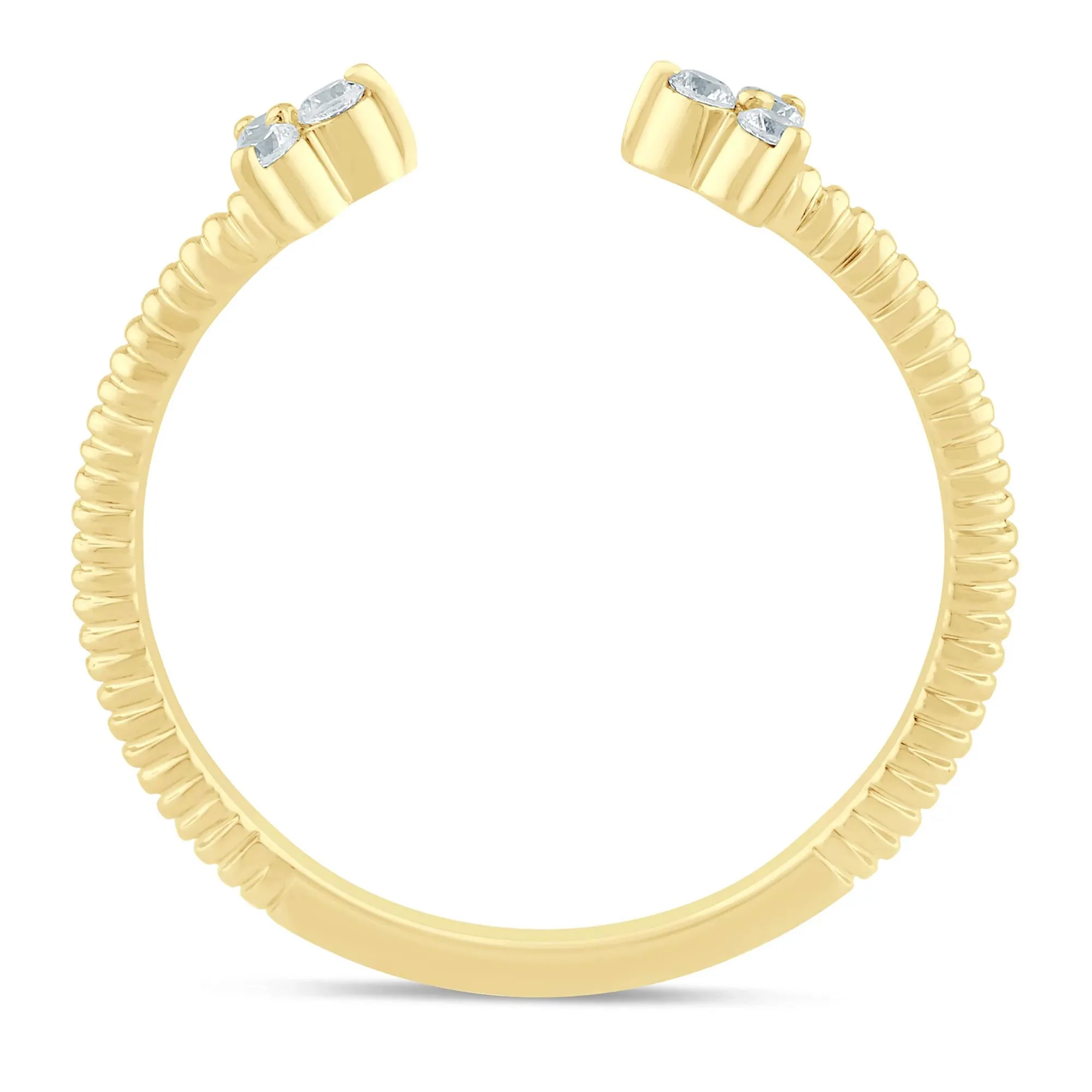 1/10 CT. Tw. Diamond Open Ring 10K Yellow Gold Size 8 1.5mm - Image 3