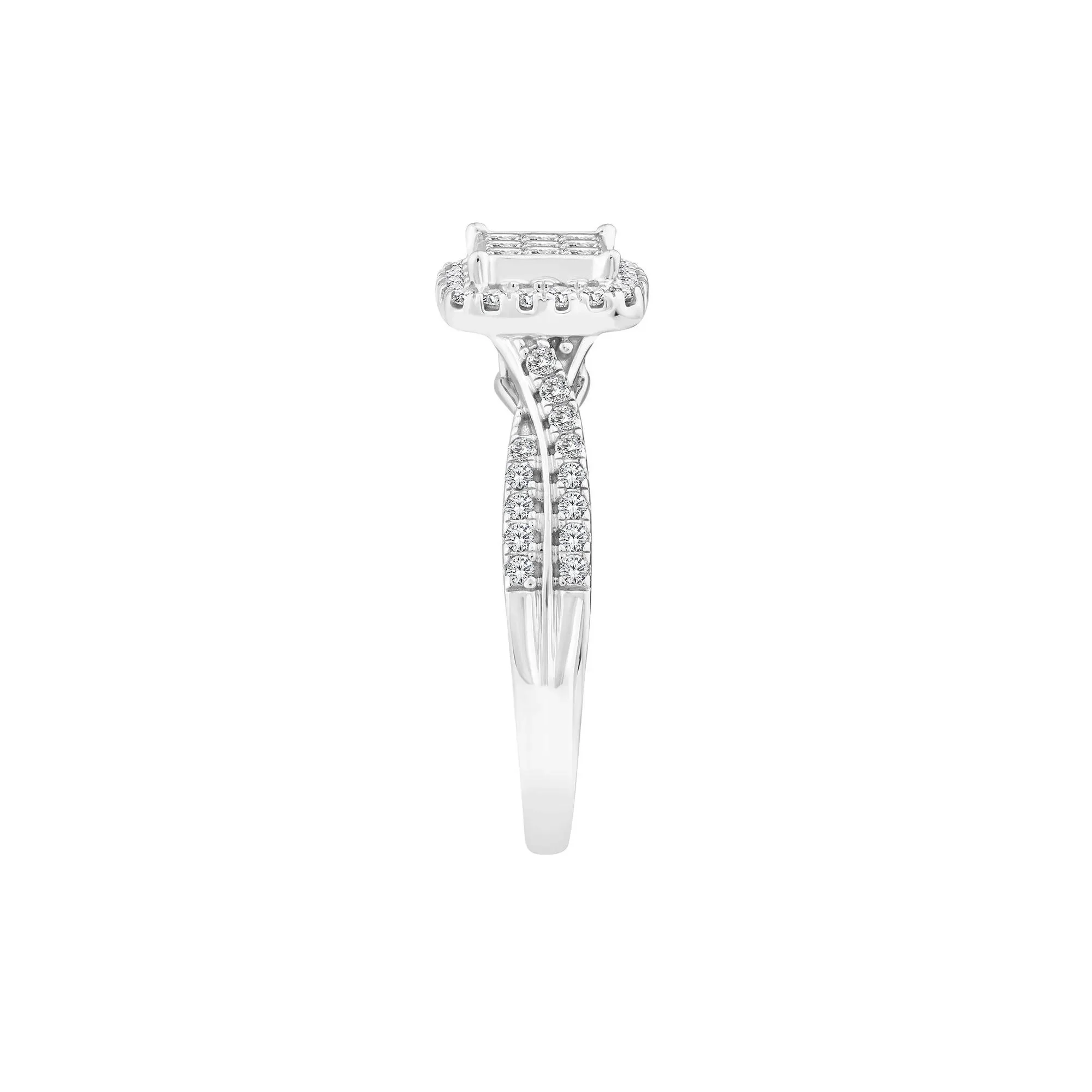 1/2 CT. Tw. Diamond Composite Engagement Ring 14K White Gold Size 6.5 2mm - Image 3