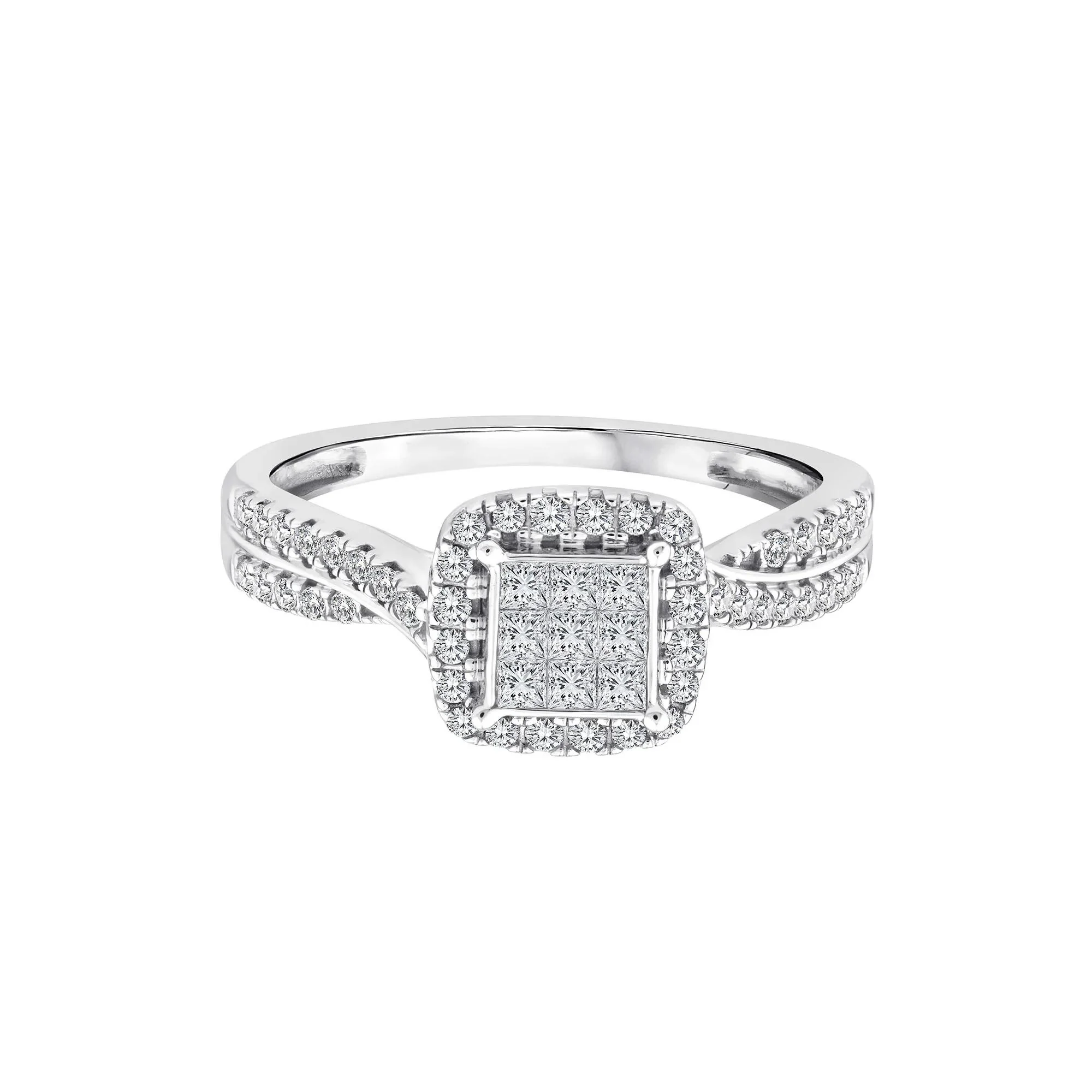 1/2 CT. Tw. Diamond Composite Engagement Ring 14K White Gold Size 7.5 2mm
