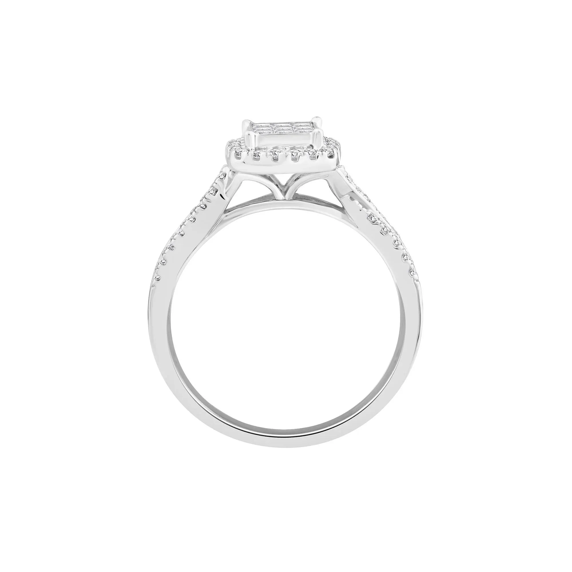 1/2 CT. Tw. Diamond Composite Engagement Ring 14K White Gold Size 8.5 2mm - Image 2
