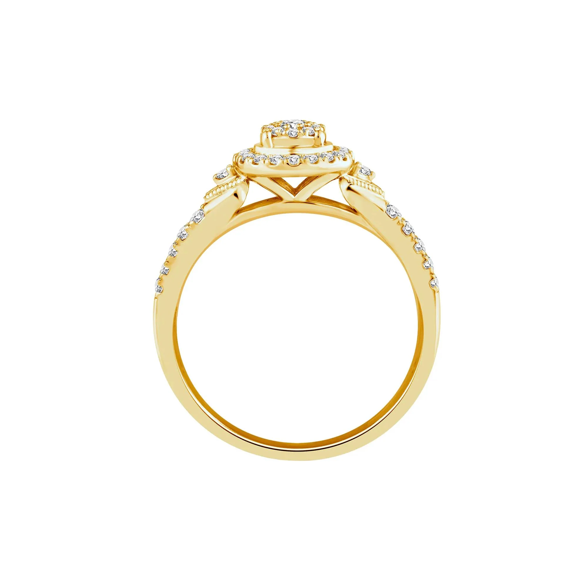 1/3 CT. Tw. Diamond Promise Ring 10K Yellow Gold Round Brilliant Cut Size 6.5 - Image 2
