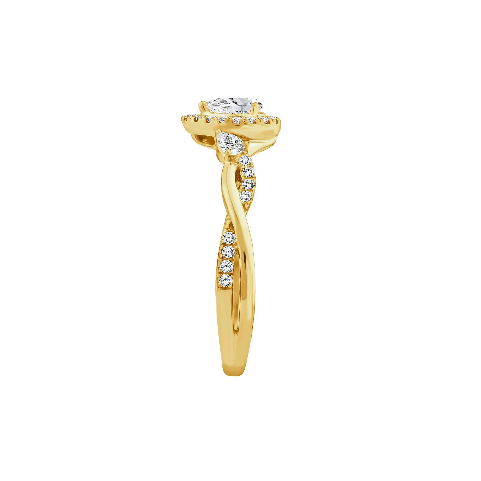 1/2 CT. Tw. Pear-Shaped Diamond Engagement Ring 14K Yellow Gold Size 8 1.5mm - Image 3