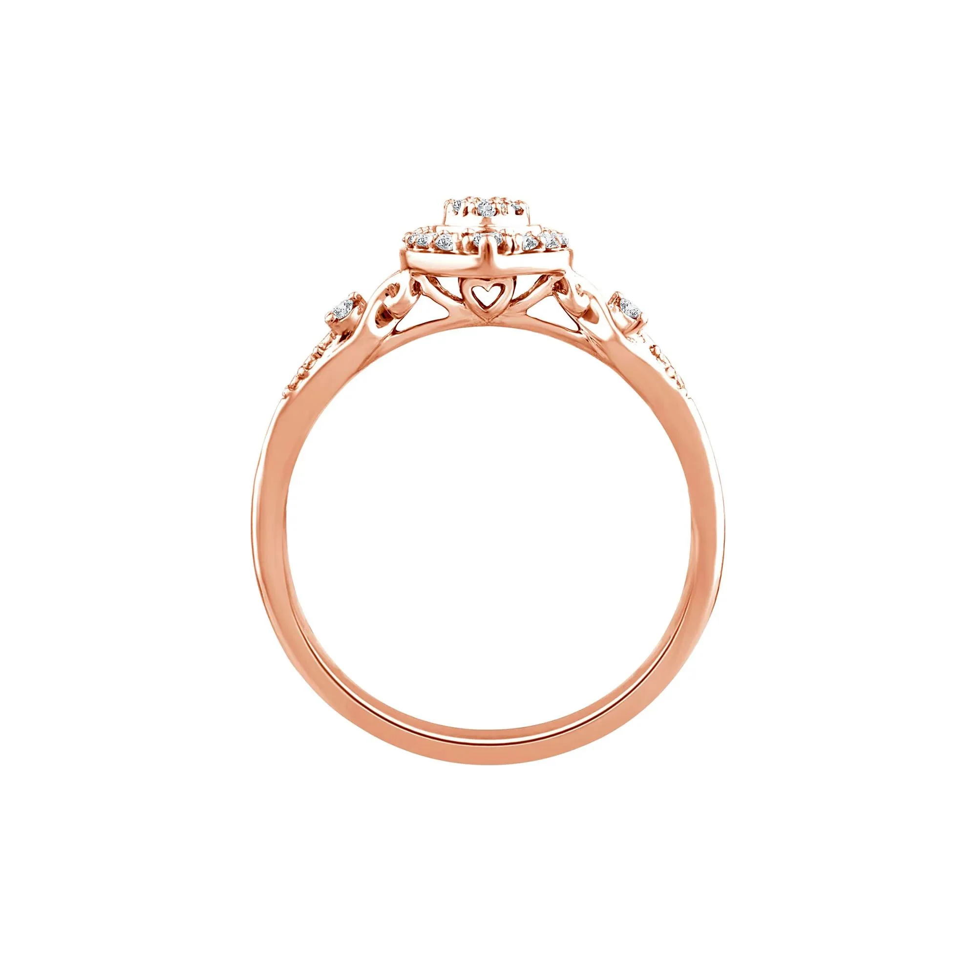 1/5 CT. Tw. Diamond Promise Ring 10K Rose Gold Round Brilliant Cut Size 7 2mm - Image 2