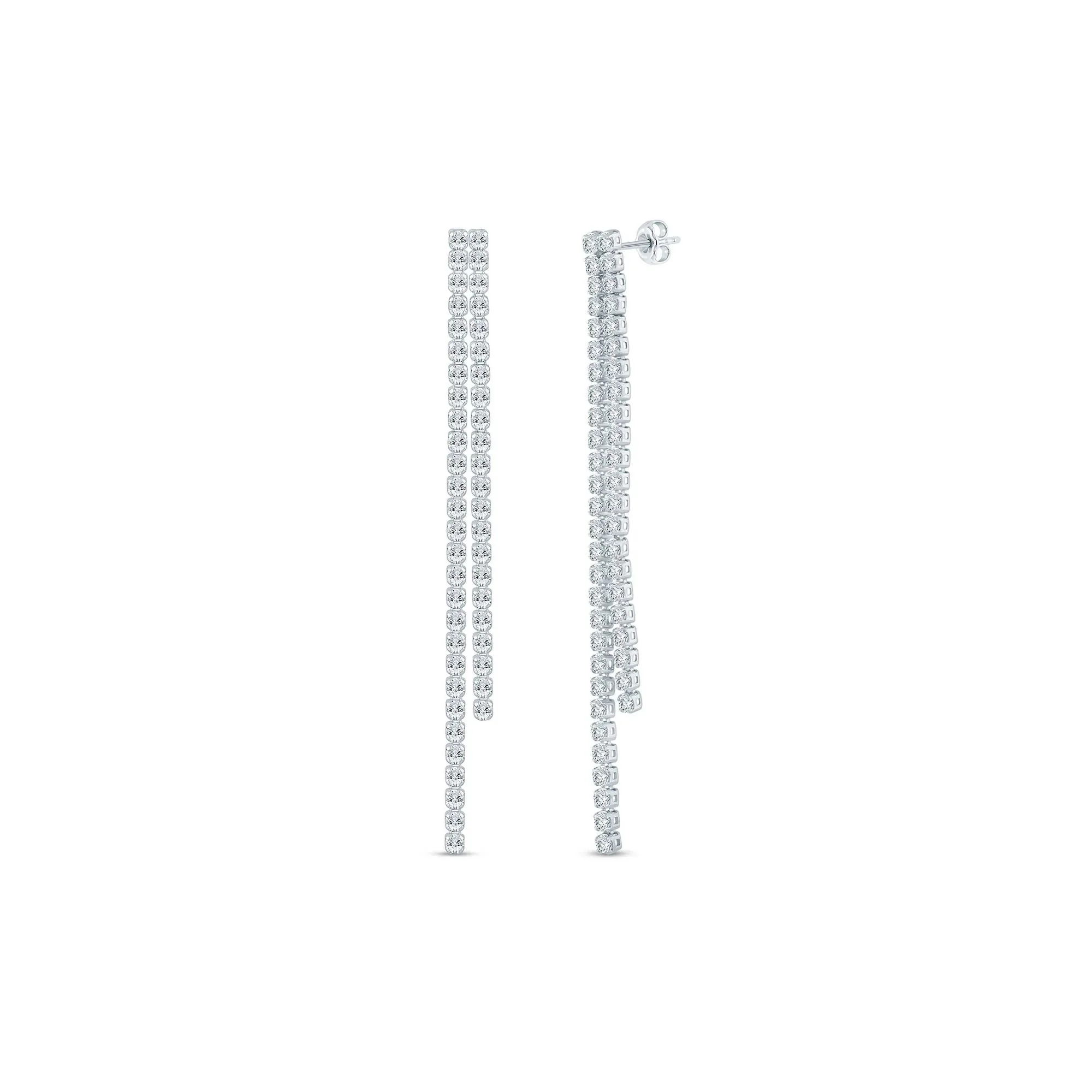 1/2 CT. Tw. Lab Grown Diamond Double Drop Earrings 14K White Gold Size 50.00mm