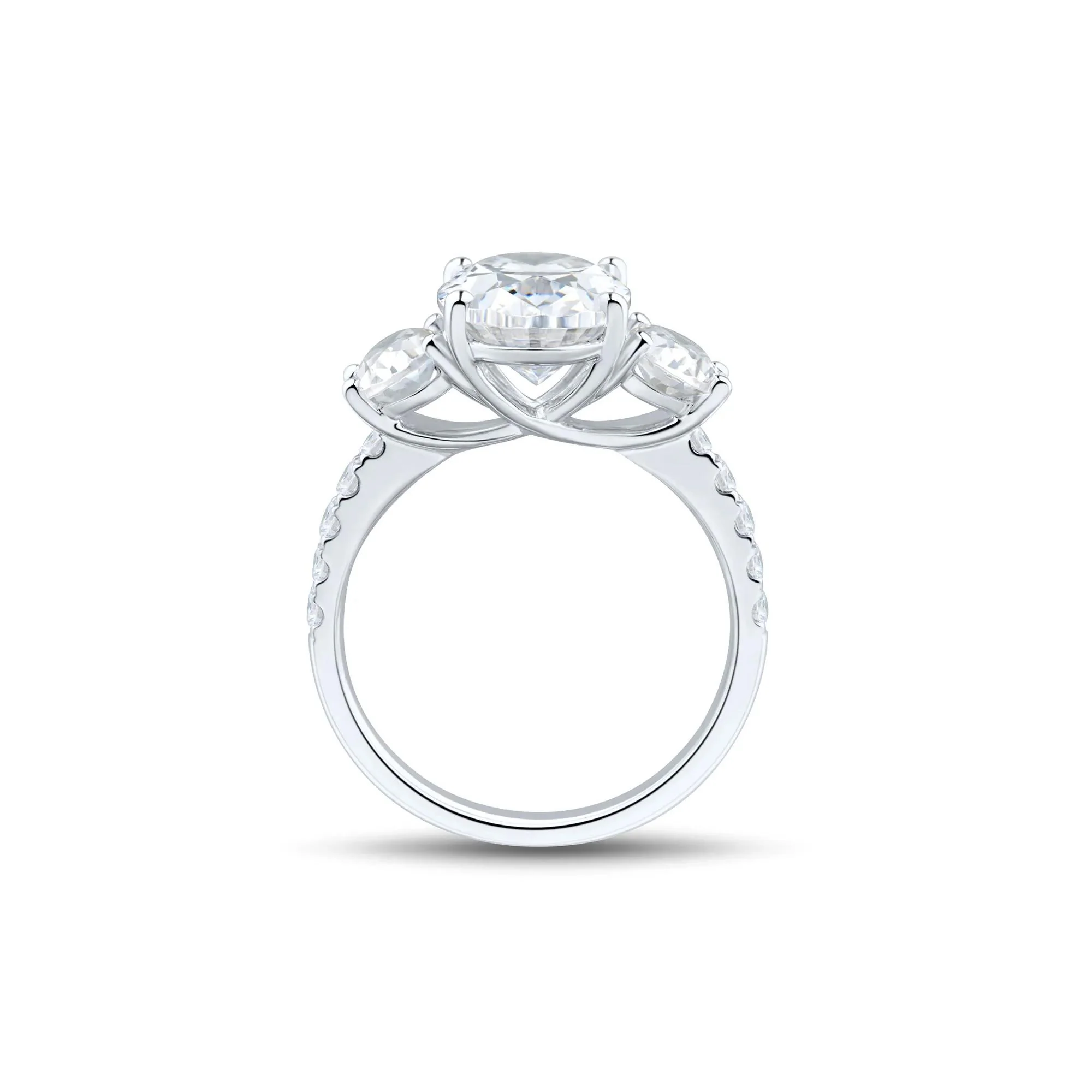 4 1/4 CT. Tw. Lab Grown Diamond Three-Stone Engagement Ring 14K White Gold Round Brilliant Cut Size 8.5 1.5mm - Image 2