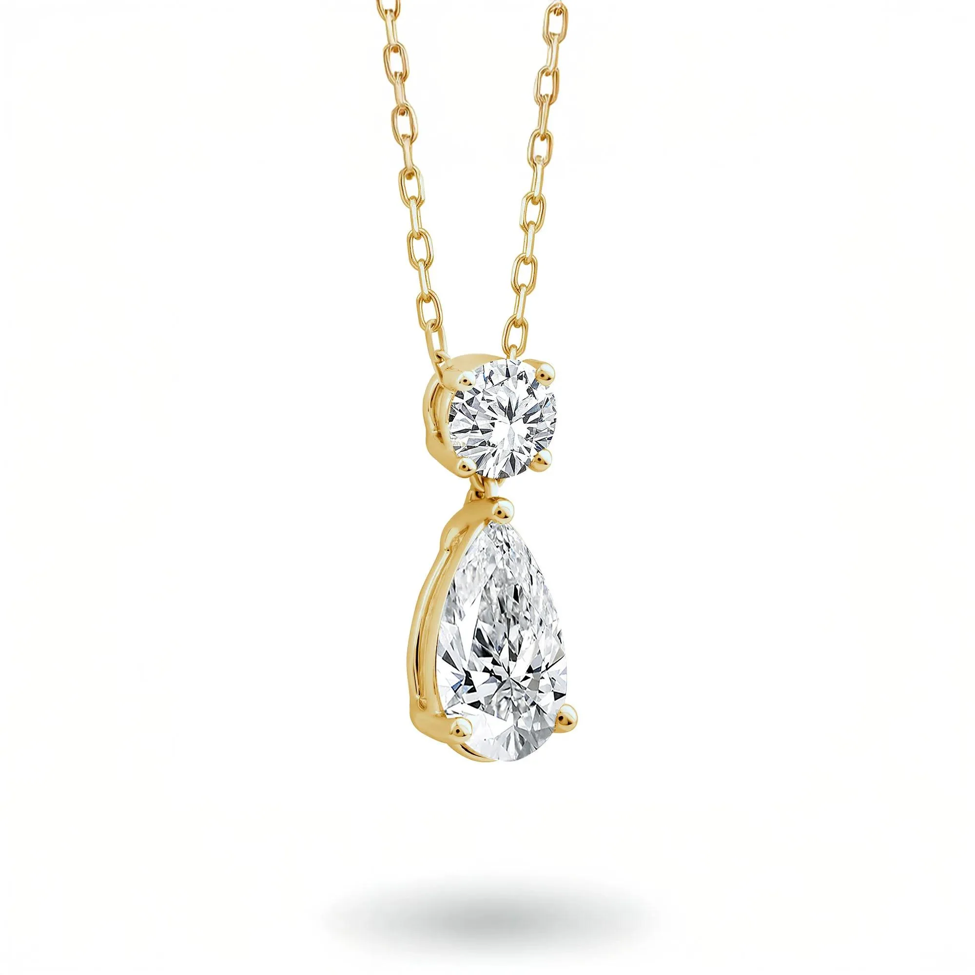 1/2 CT. Tw. Lab Grown Diamond Pear-Shaped and Round Necklace 10K Yellow Gold Size 18" - Image 2
