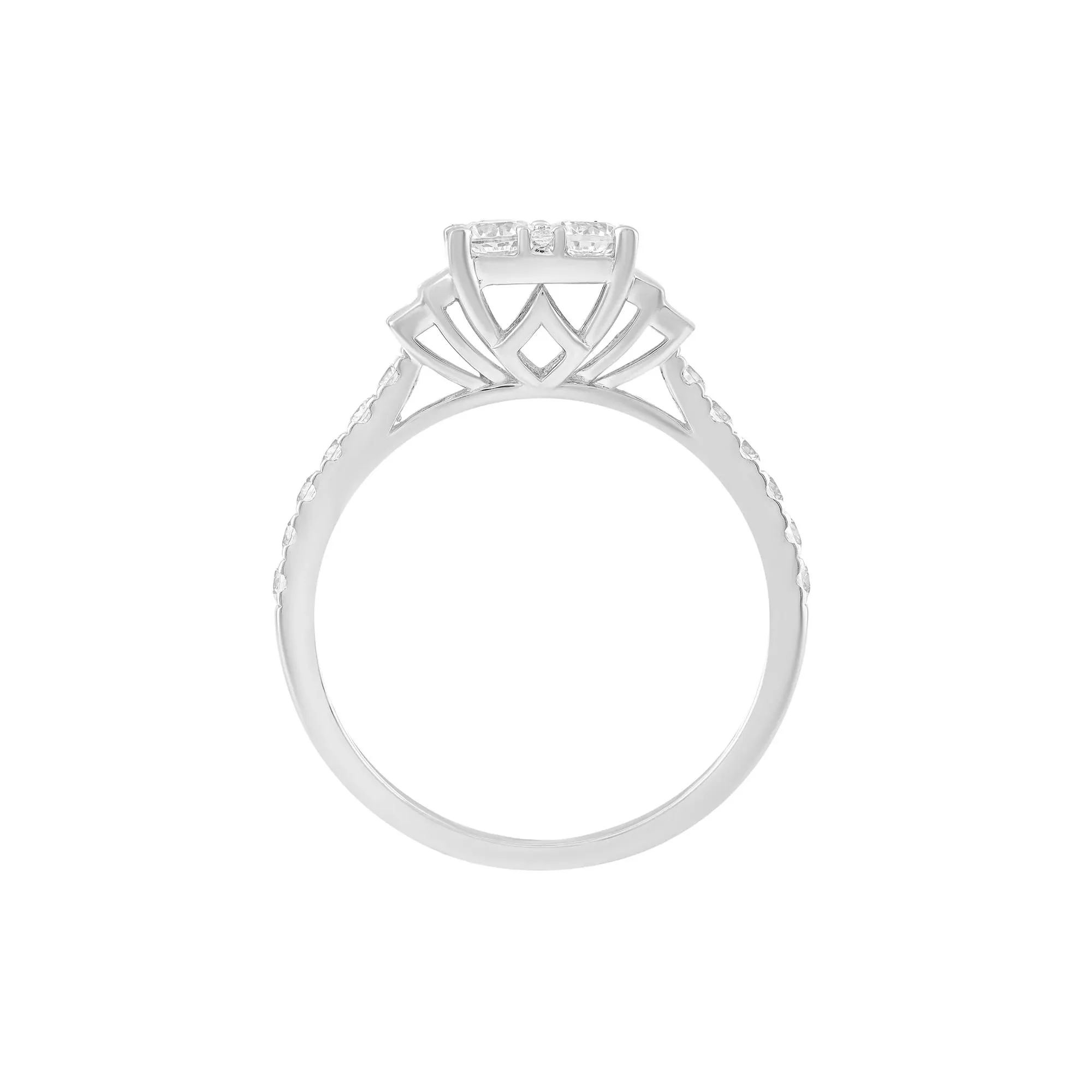 1 CT. Tw. Diamond Composite Engagement Ring 10K White Gold Round Brilliant Cut Size 7 - Image 2