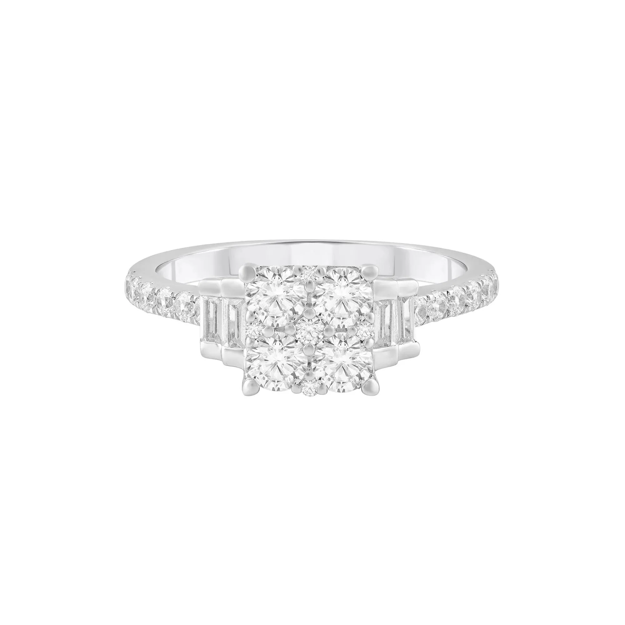 1 CT. Tw. Diamond Composite Engagement Ring 10K White Gold Round Brilliant Cut Size 9