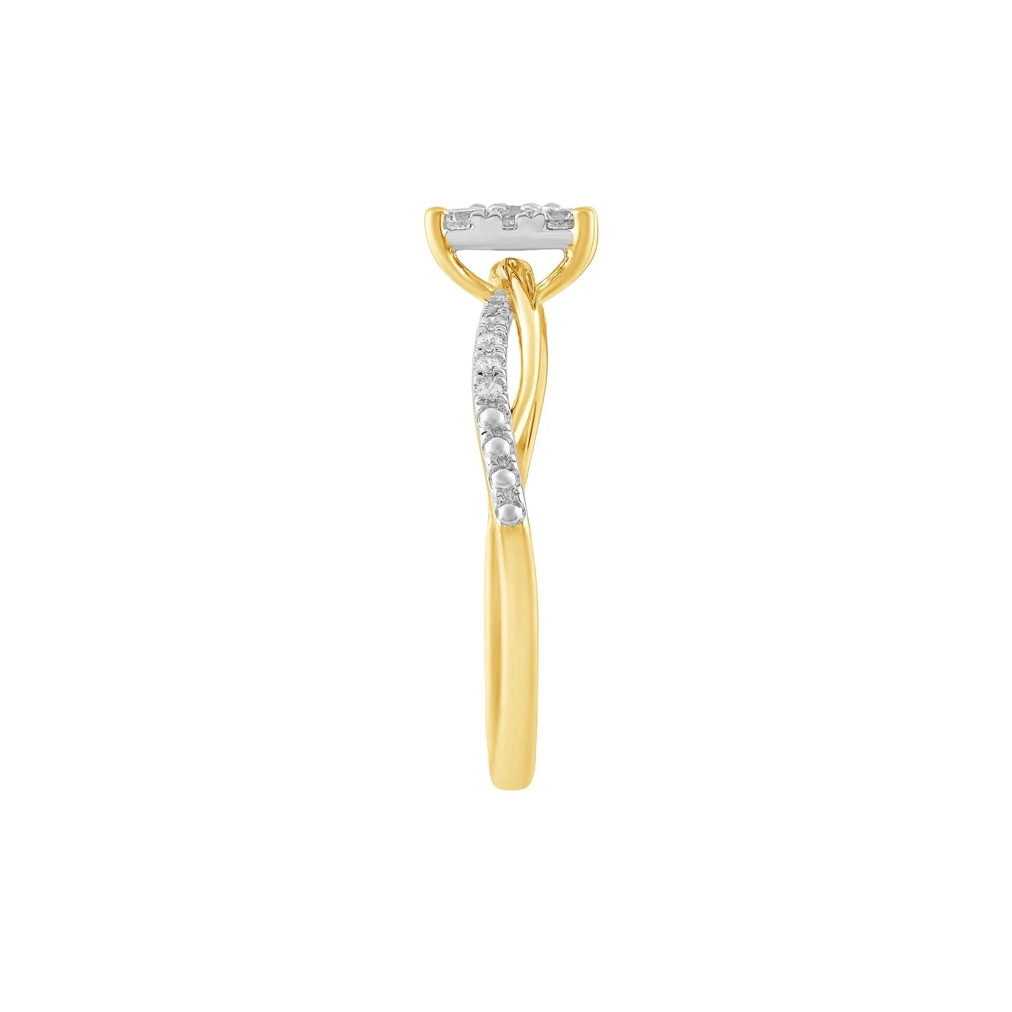 1/3 CT. Tw. Diamond Composite Promise Ring 10K Yellow and White Gold Size 8.5 - Image 3