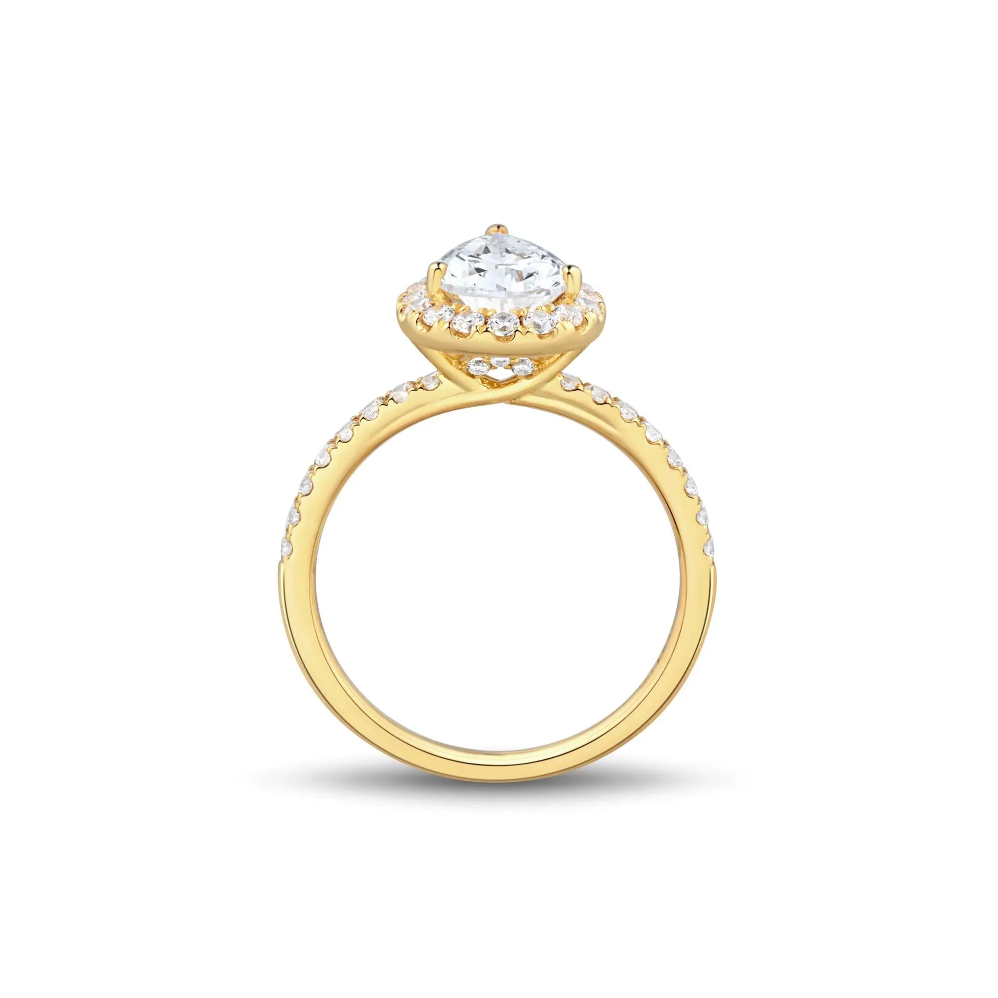 2 CT. Tw. Lab Grown Diamond Pear-Shaped Halo Engagement Ring 14K Yellow Gold Size 7 1.5mm - Image 2