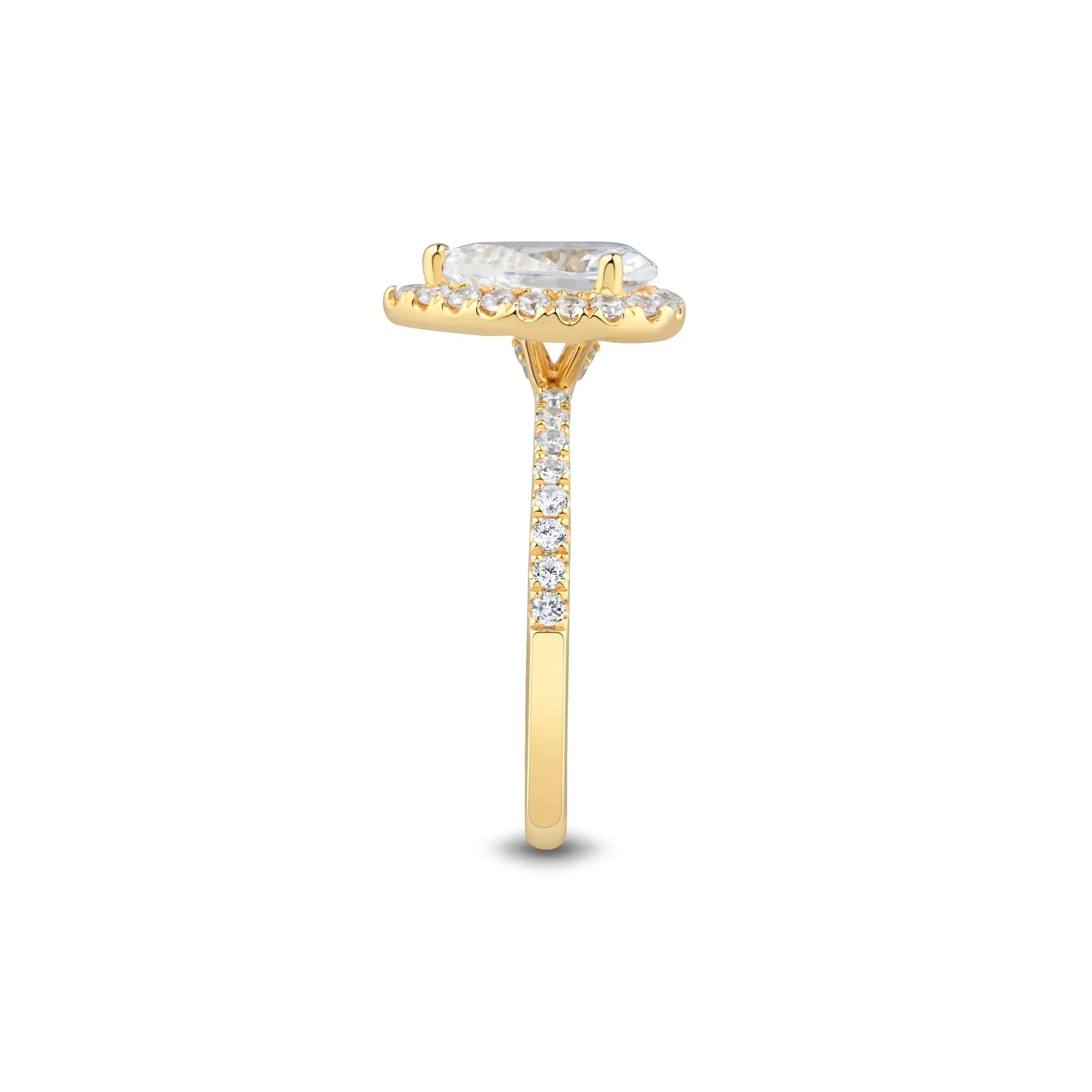 2 CT. Tw. Lab Grown Diamond Pear-Shaped Halo Engagement Ring 14K Yellow Gold Size 8.5 1.5mm - Image 3