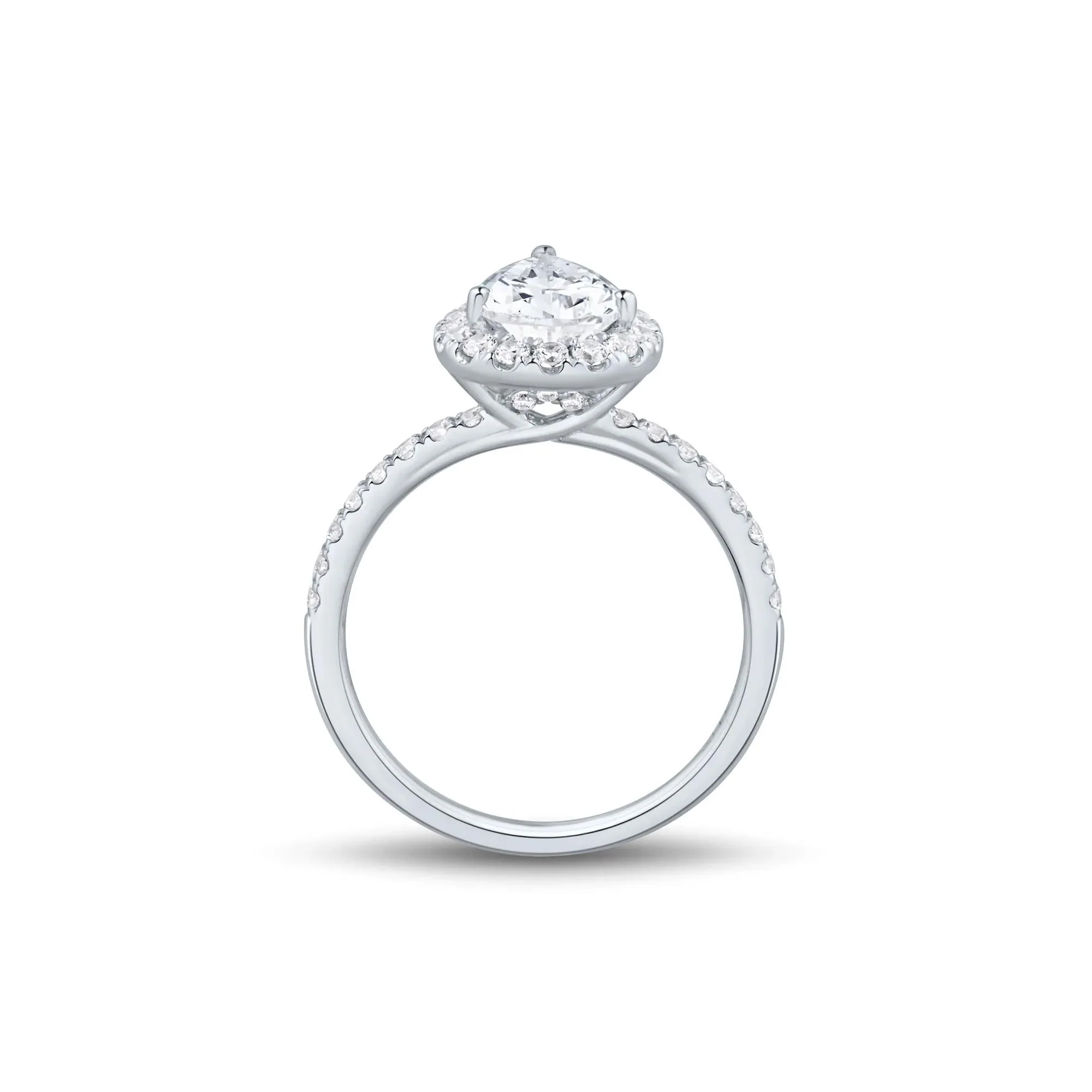 2 CT. Tw. Lab Grown Diamond Pear-Shaped Halo Engagement Ring 14K White Gold Size 6 1.5mm - Image 2