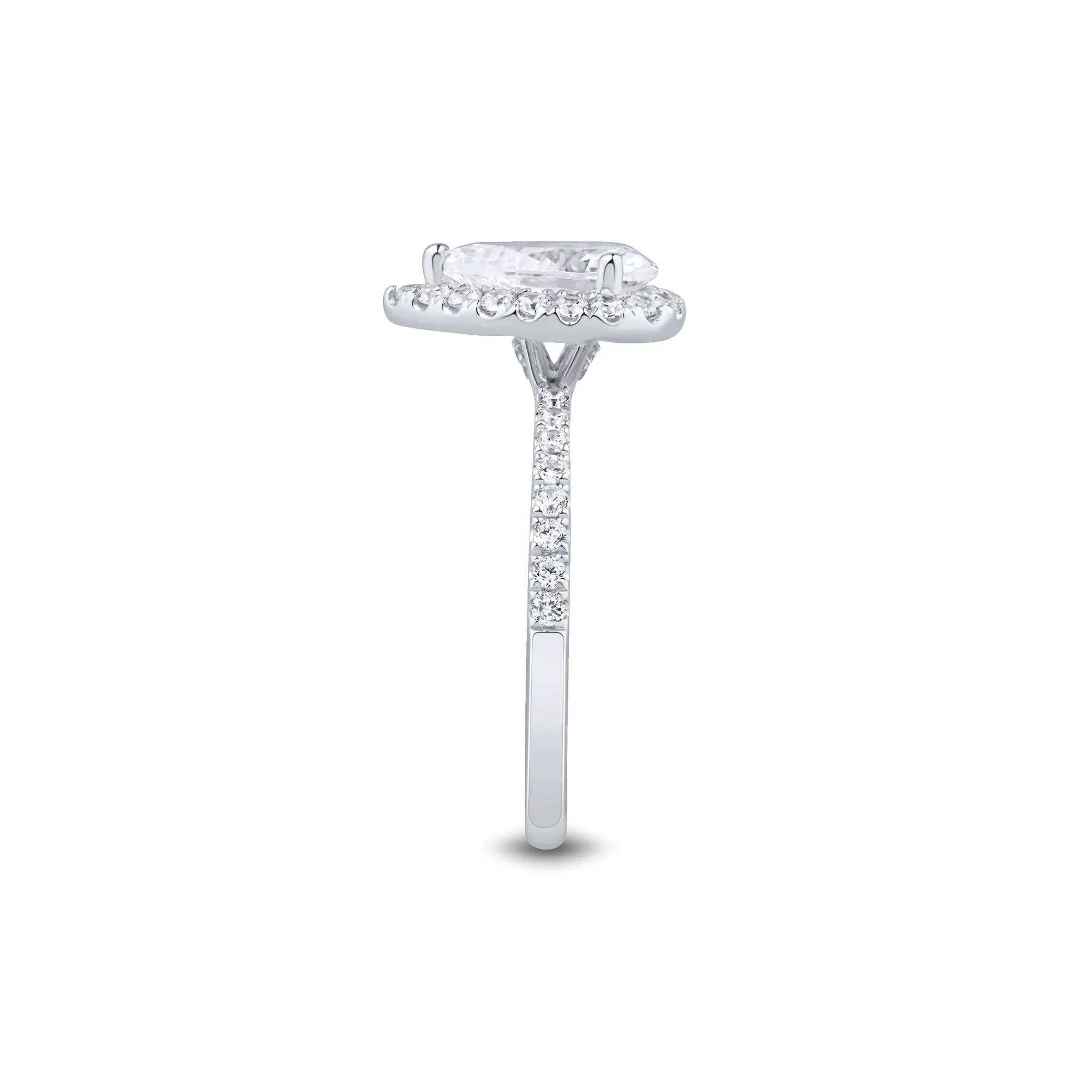 2 CT. Tw. Lab Grown Diamond Pear-Shaped Halo Engagement Ring 14K White Gold Size 8.5 1.5mm - Image 3