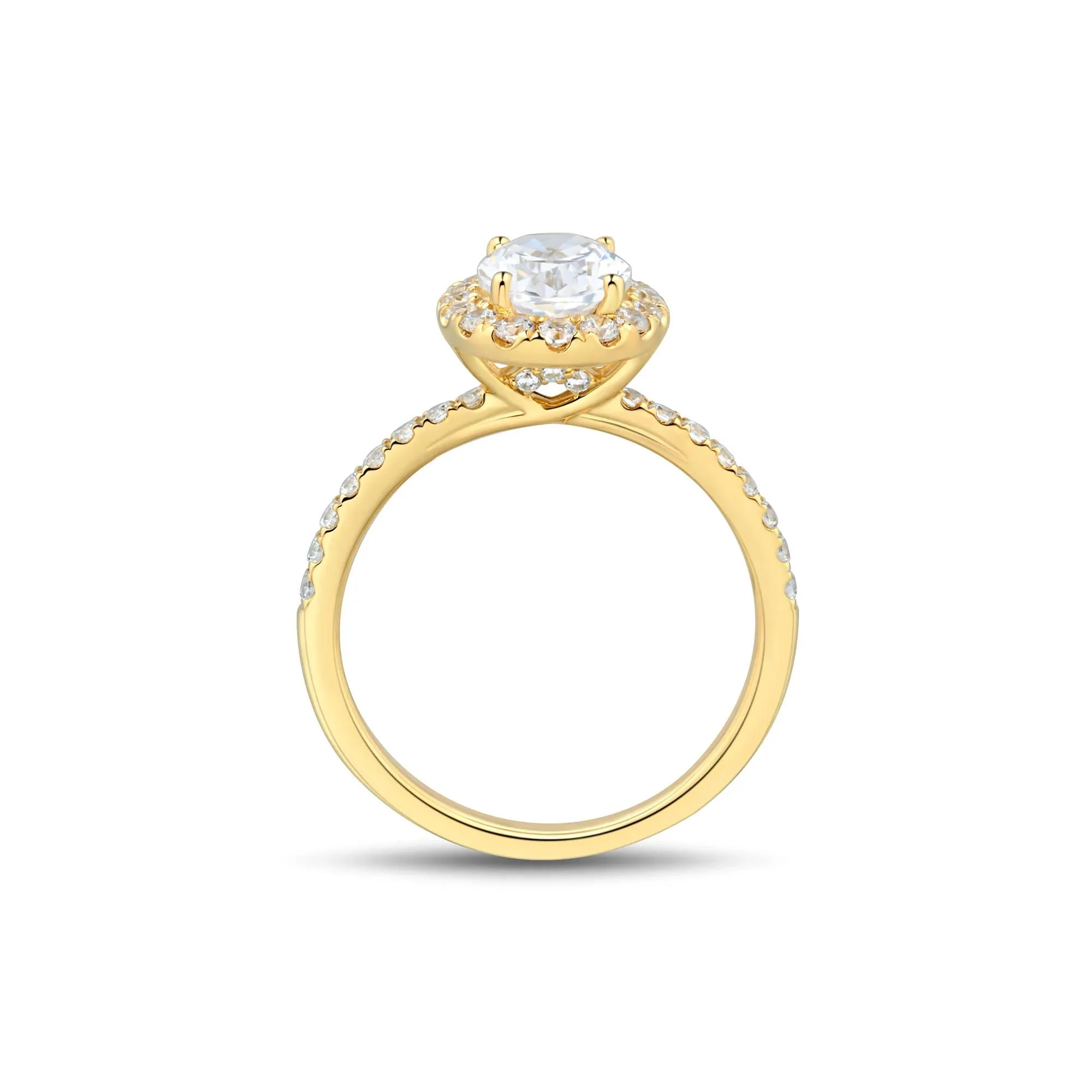 2 CT. Tw. Lab Grown Diamond Oval Halo Engagement Ring 14K Yellow Gold Size 7.5 1.5mm - Image 2