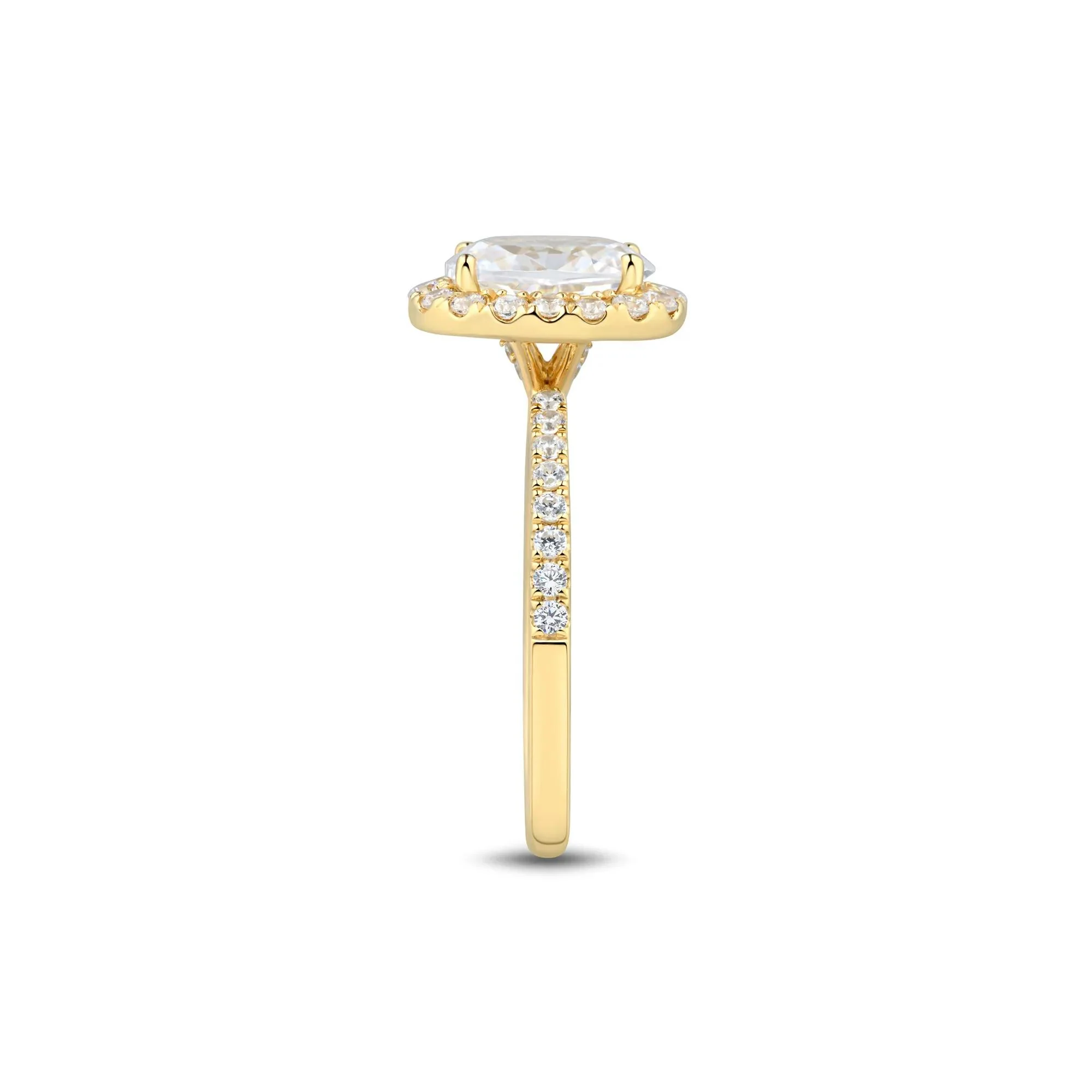 2 CT. Tw. Lab Grown Diamond Oval Halo Engagement Ring 14K Yellow Gold Size 8.5 1.5mm - Image 3