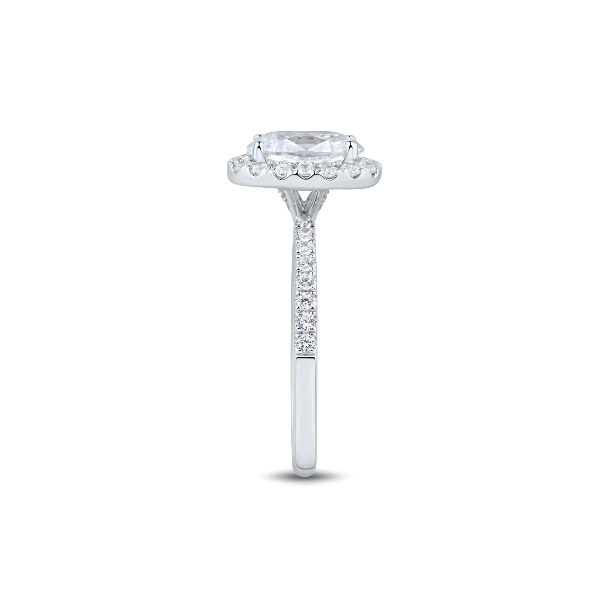 2 CT. Tw. Lab Grown Diamond Oval Halo Engagement Ring 14K White Gold Size 8.5 1.5mm - Image 3