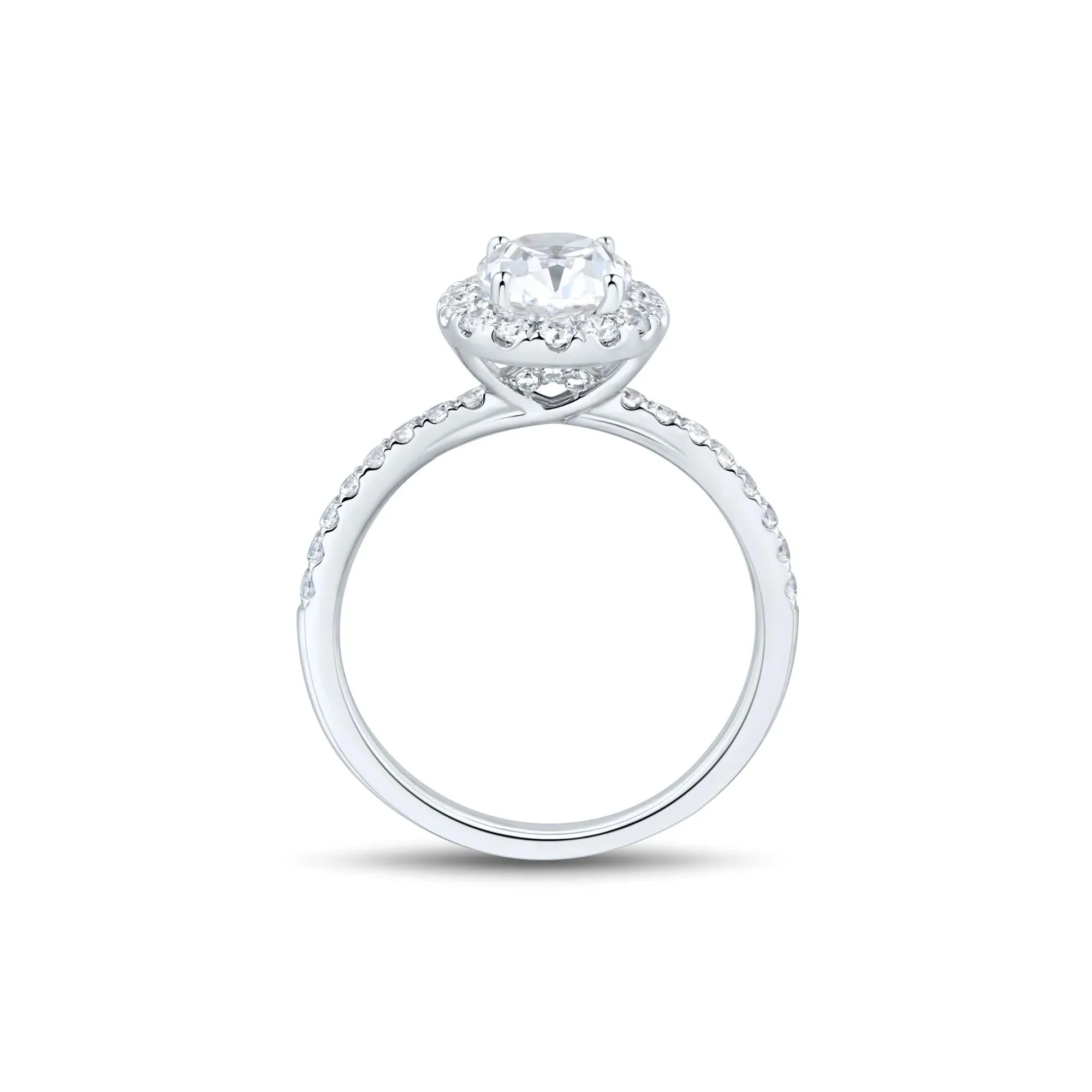 2 CT. Tw. Lab Grown Diamond Oval Halo Engagement Ring 14K White Gold Size 9 1.5mm - Image 2