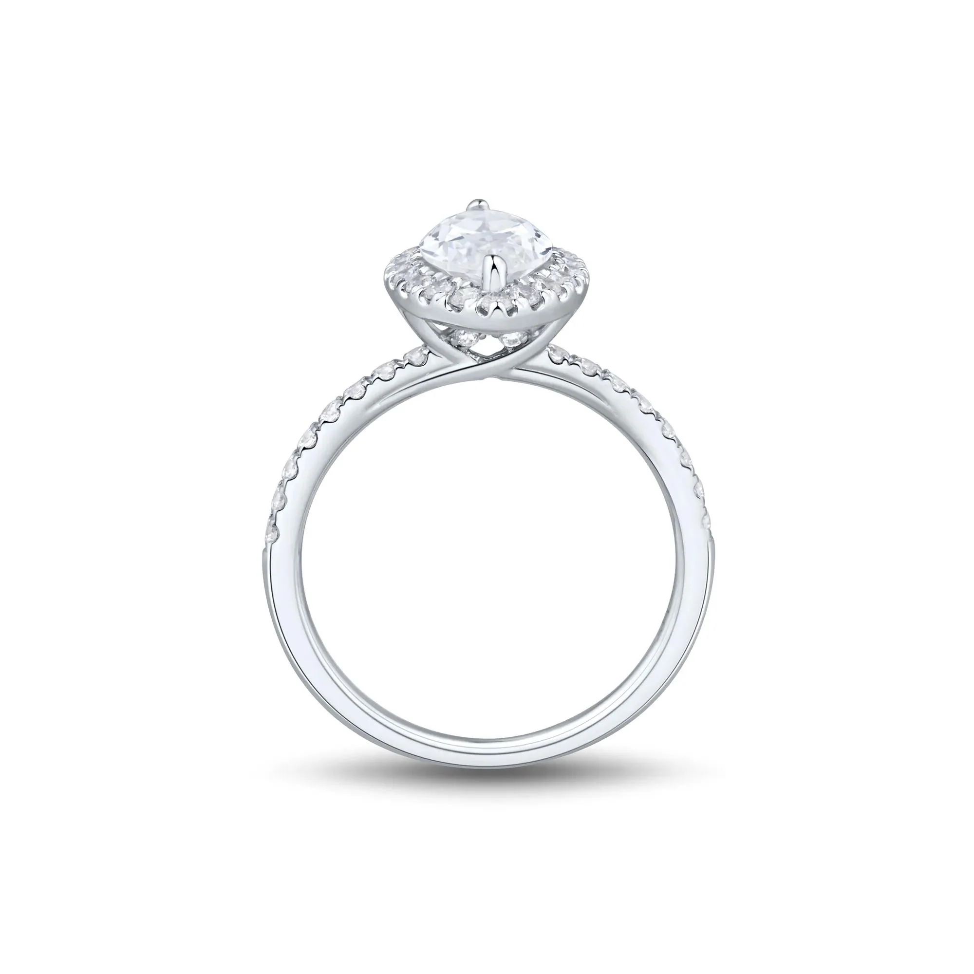 2 CT. Tw. Lab Grown Diamond Marquise-Cut Halo Engagement Ring 14K White Gold Size 9 1.5mm - Image 2