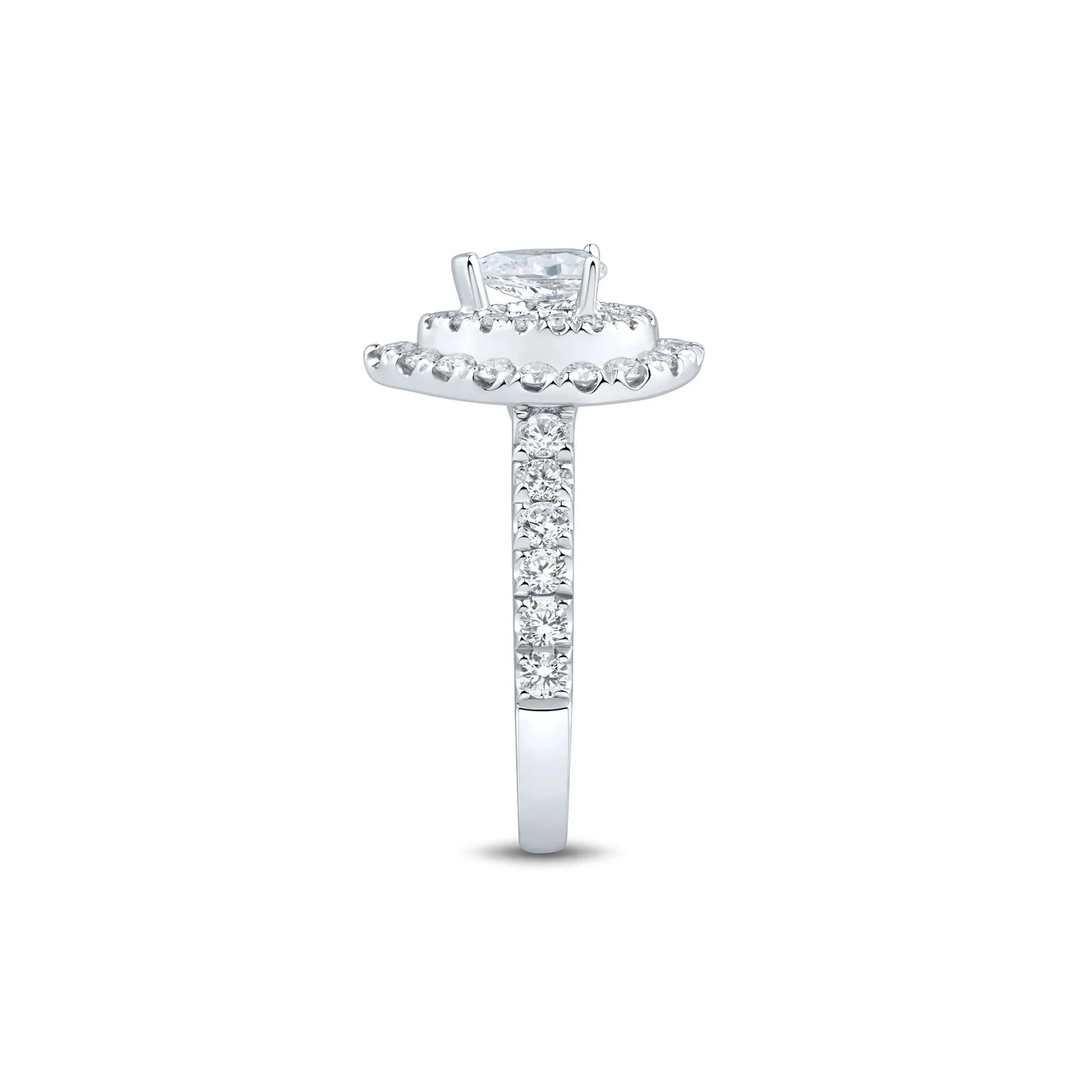 1/2 CT. Tw. Diamond Pear Halo Engagement Ring 10K White Gold Round Brilliant Cut Size 9 1mm - Image 2