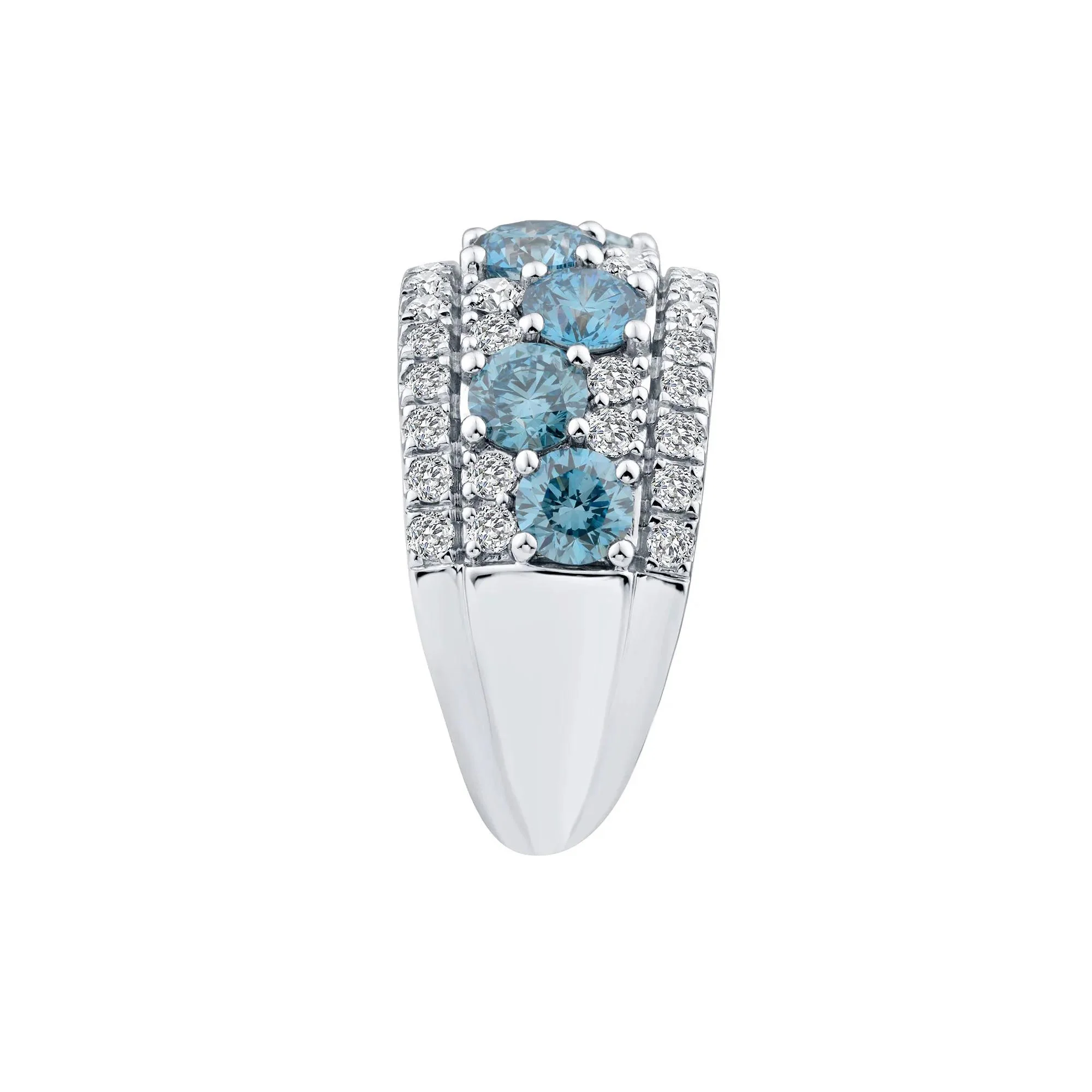 3 1/2 CT. Tw. Lab Grown Diamond Blue and White Band Ring 10K White Gold Round Brilliant Cut Size 8.5 2.5mm - Image 3
