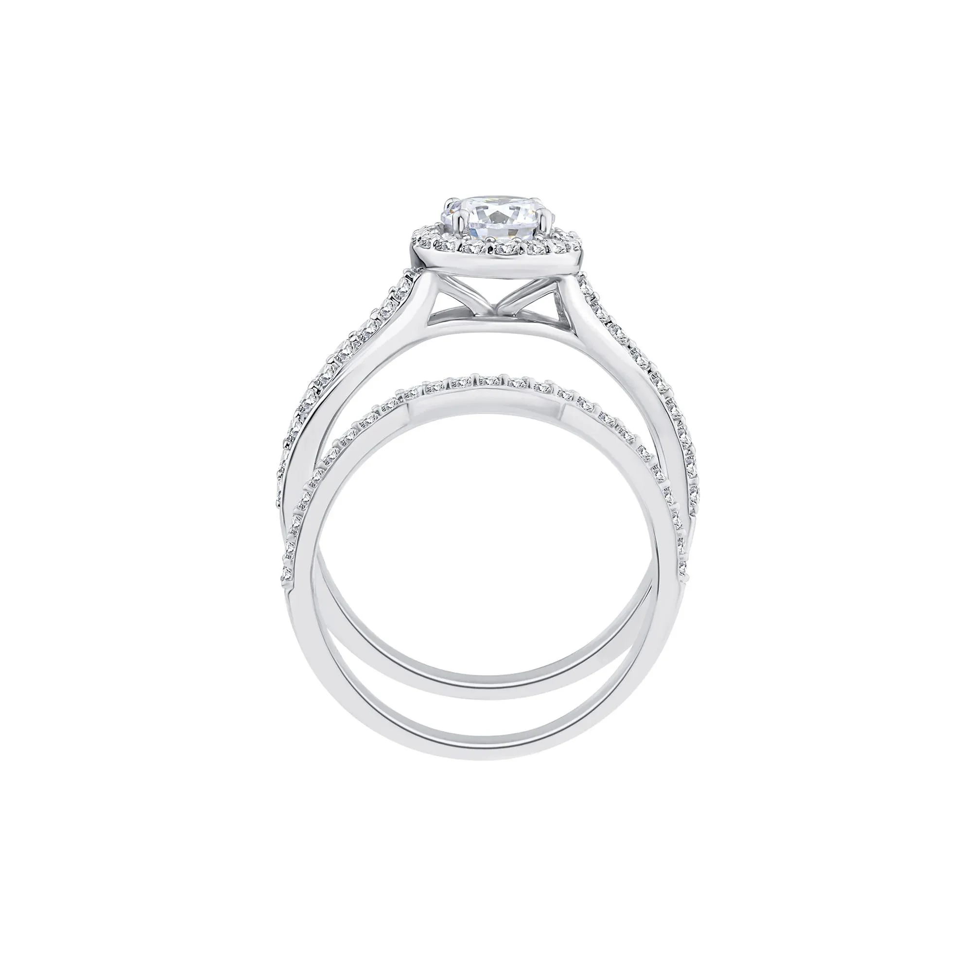 1/5 CT. Tw. Lab Grown Diamond Engagement Ring Set 10K White Gold Size 9 1mm - Image 2