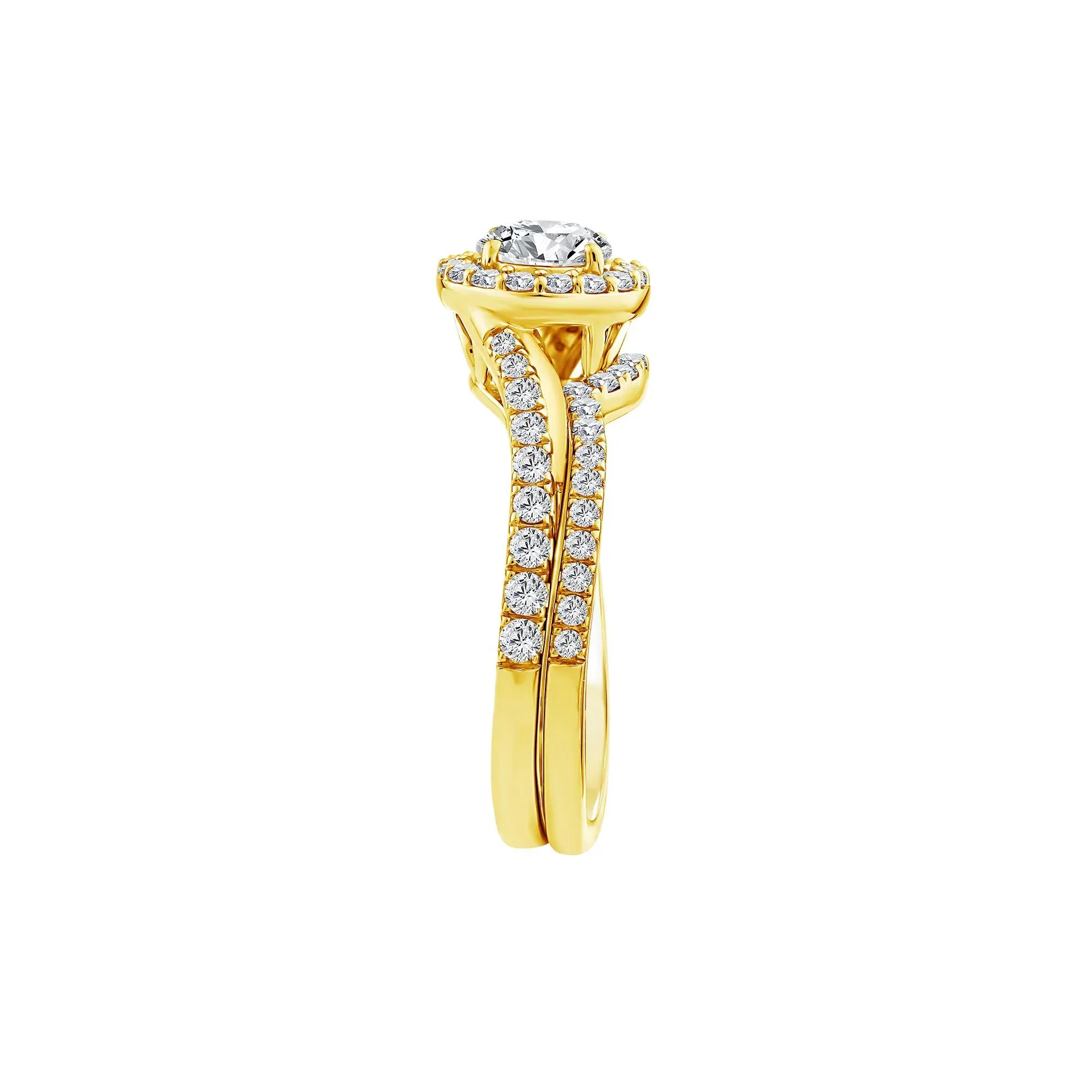 1/4 CT. Tw. Lab Grown Diamond Engagement Ring Set 10K Yellow Gold Size 8.5 1mm - Image 3