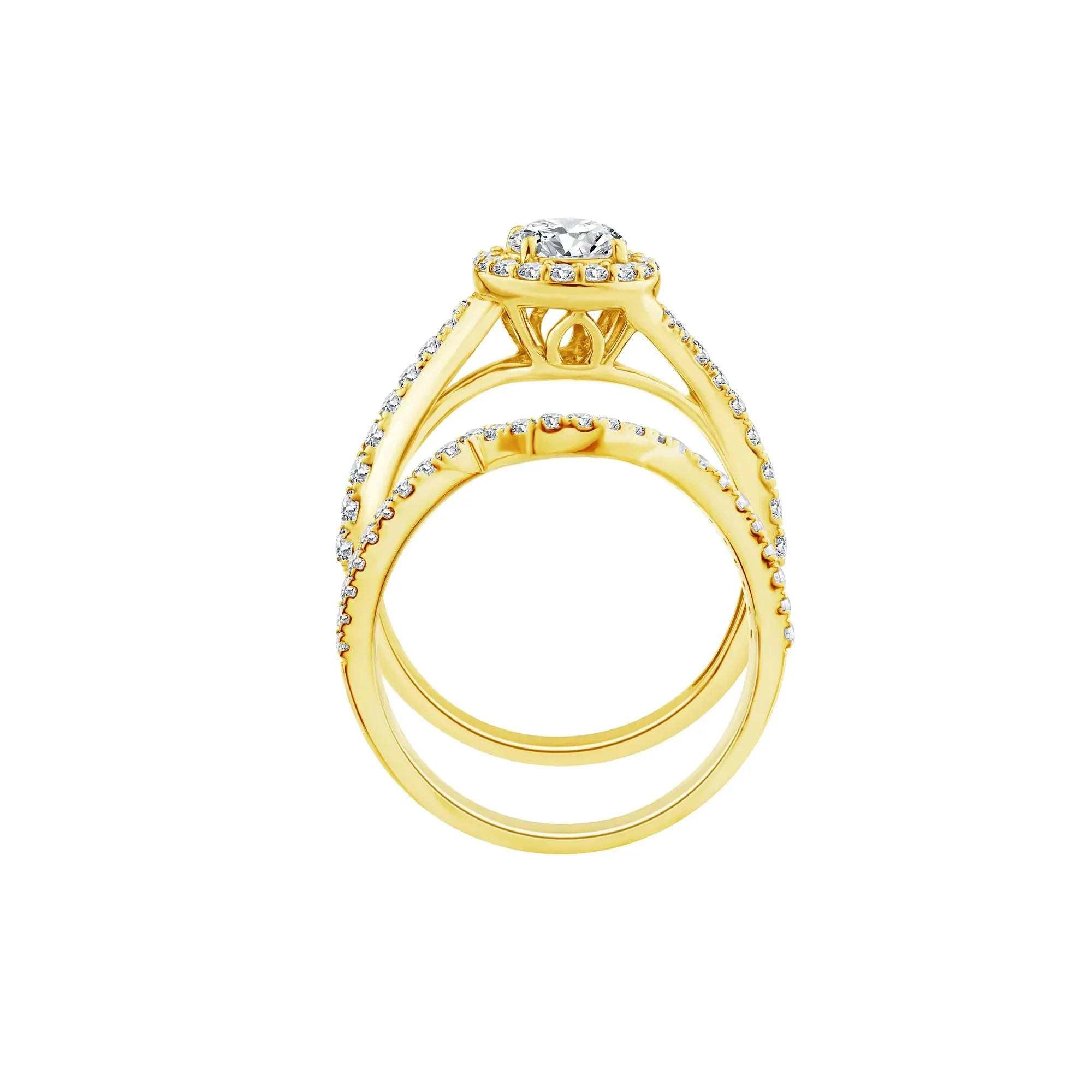 1/4 CT. Tw. Lab Grown Diamond Engagement Ring Set 10K Yellow Gold Size 9 1mm - Image 2