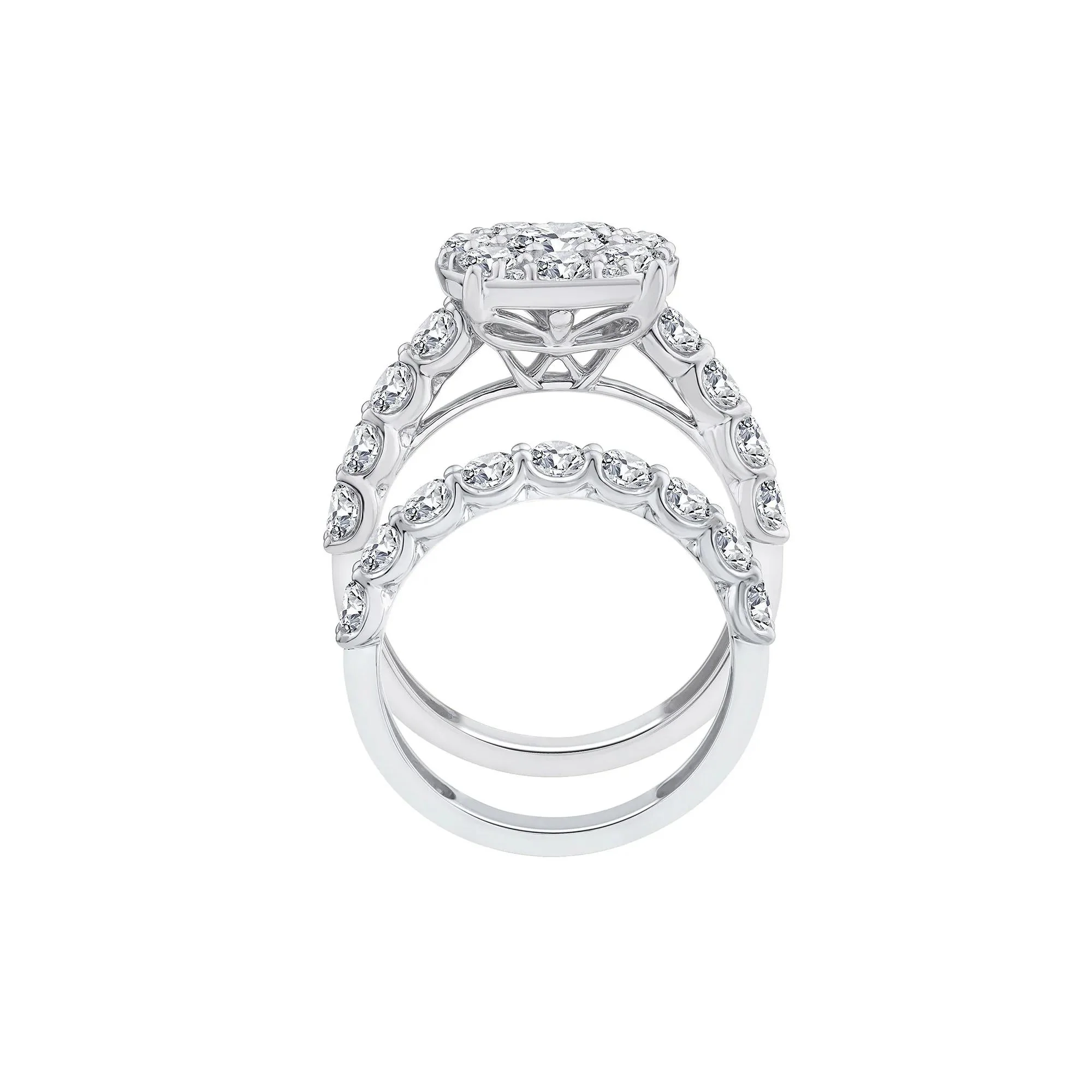 3 CT. Tw. Diamond Composite Engagement Ring Set 10K White Gold Size 6.5 1.5mm - Image 2