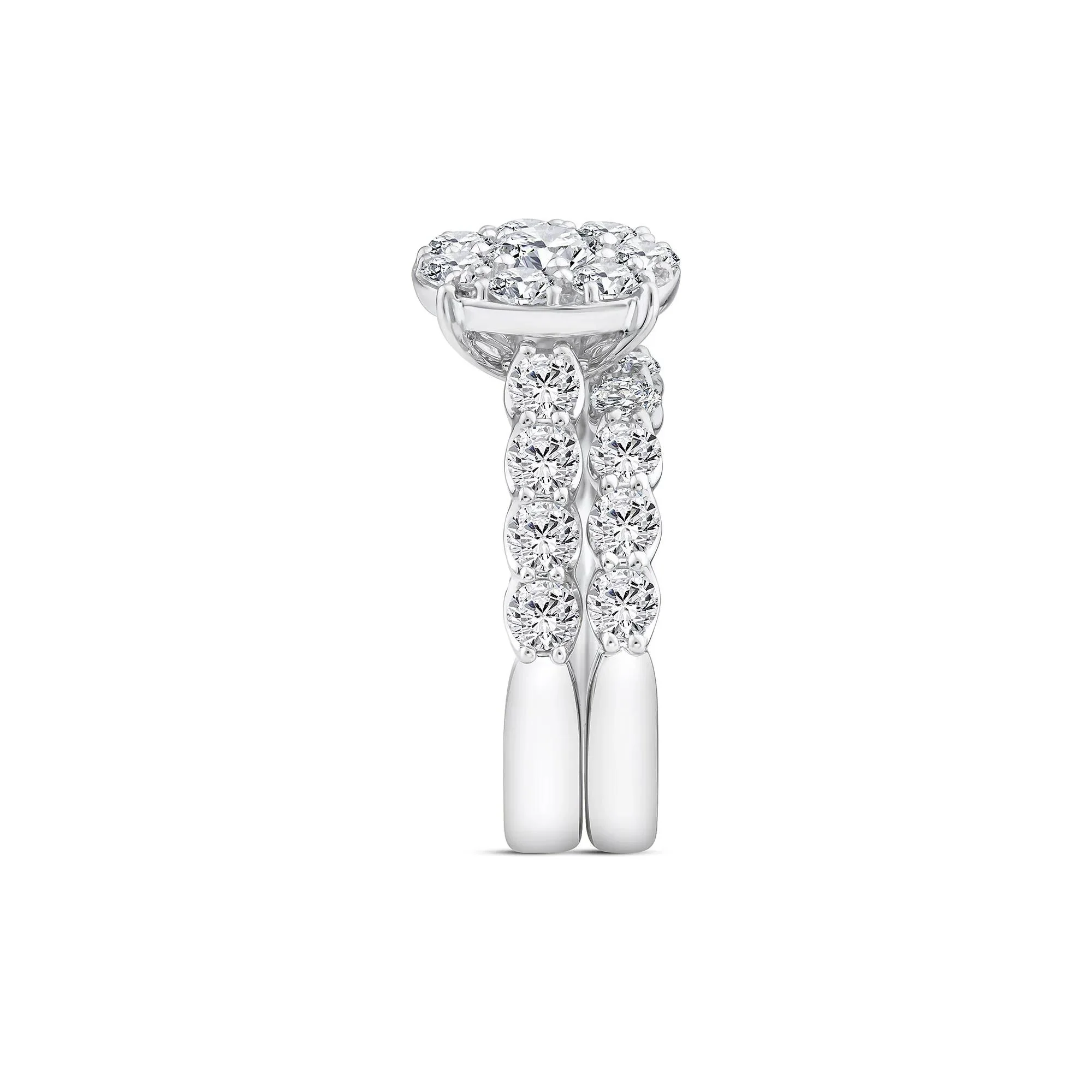 3 CT. Tw. Diamond Composite Engagement Ring Set 10K White Gold Size 8 1.5mm - Image 3