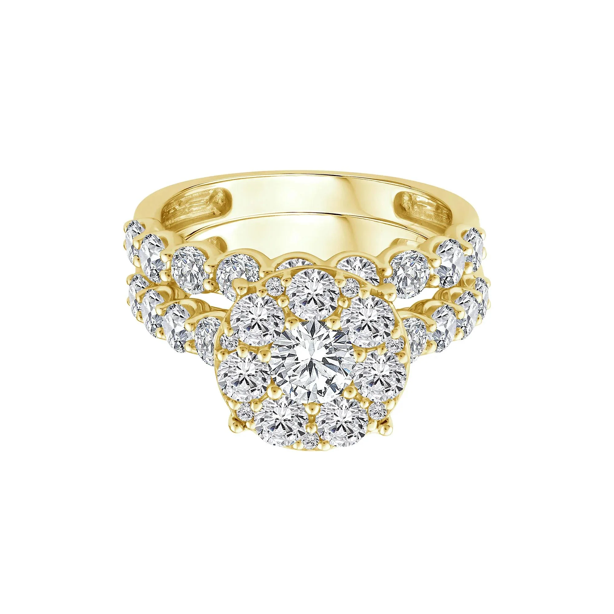 3 CT. Tw. Diamond Composite Engagement Ring Set 10K Yellow Gold Size 6 1.5mm
