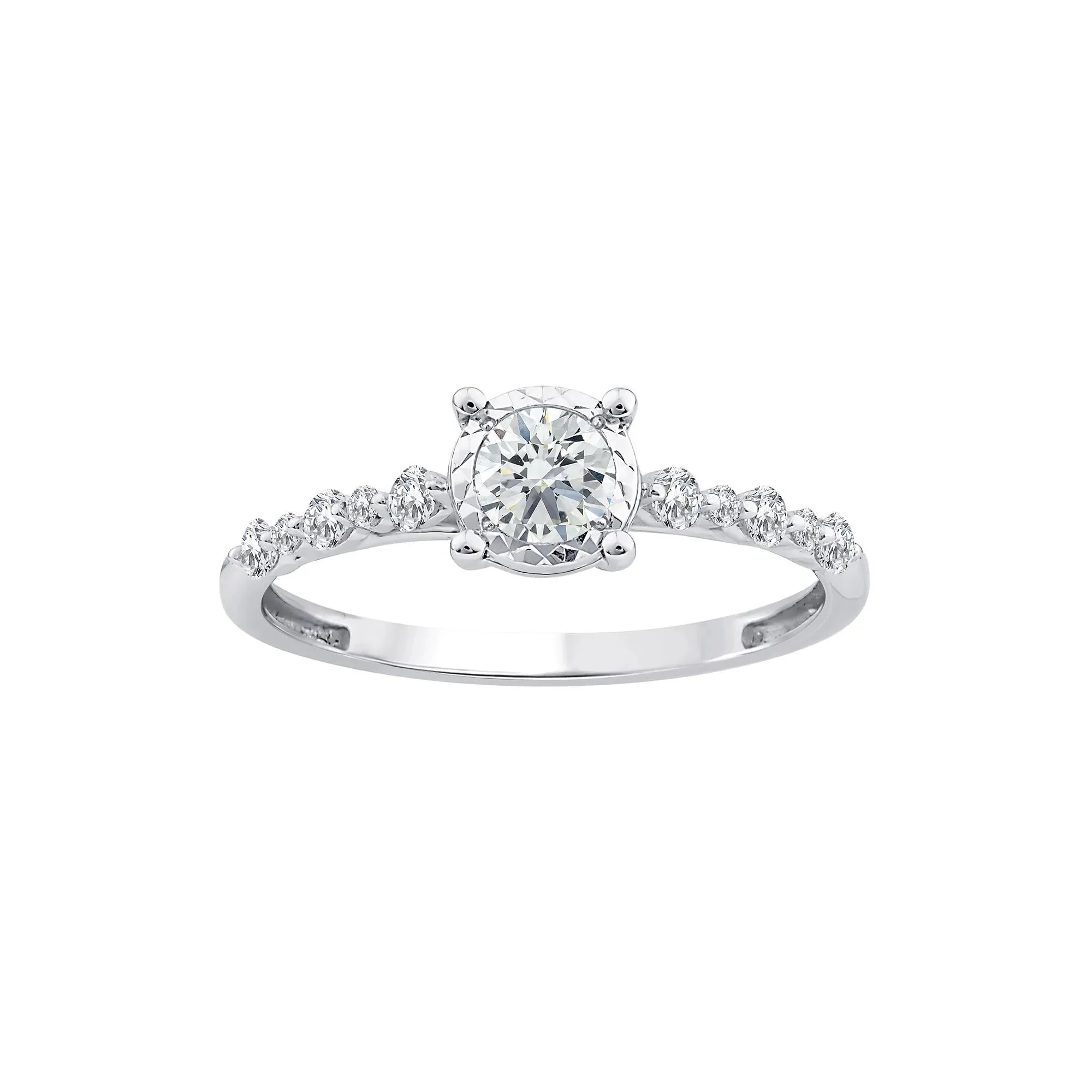 1/2 CT. Tw. Lab Grown Diamond Promise Ring 10K White Gold Size 8.5 1mm
