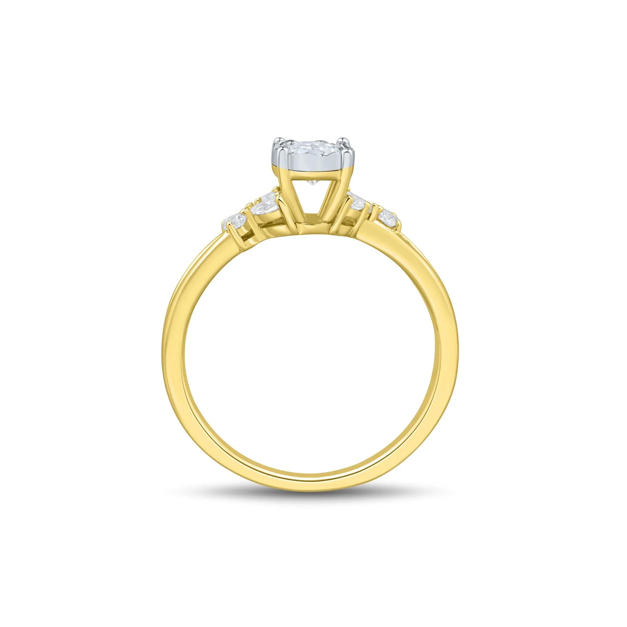 1/2 CT. Tw. Lab Grown Diamond Promise Ring 10K Yellow and White Gold Size 7 1mm - Image 3