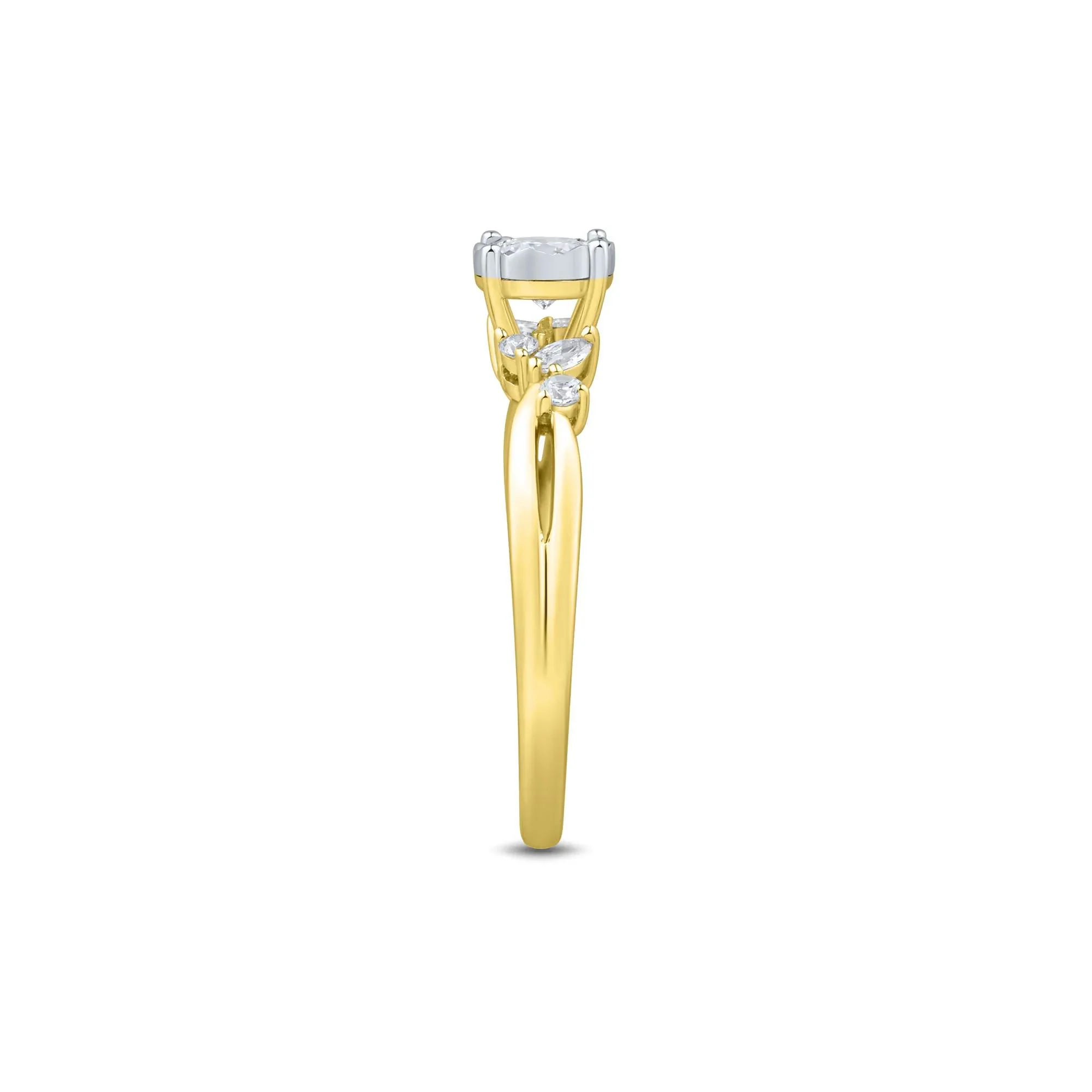 1/2 CT. Tw. Lab Grown Diamond Promise Ring 10K Yellow and White Gold Size 7.5 1mm - Image 2