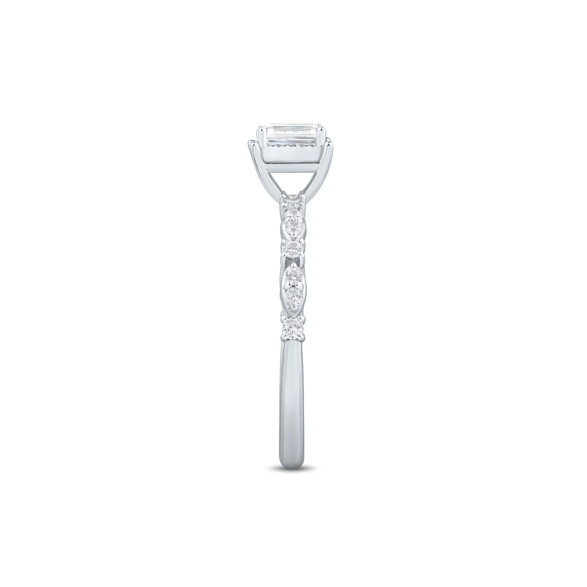 1/2 CT. Tw. Lab Grown Diamond Emerald-Cut Promise Ring 10K White Gold Size 8.5 1mm - Image 3