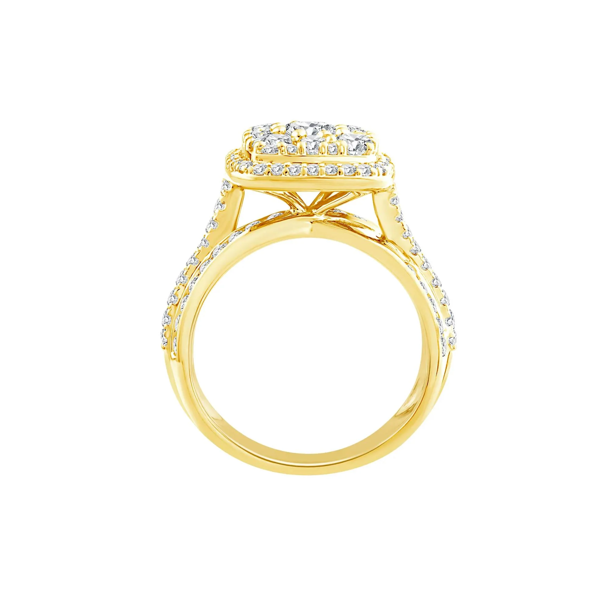 2 CT. Tw. Diamond Composite Engagement Ring 10K Yellow Gold Size 8.5 3mm - Image 2