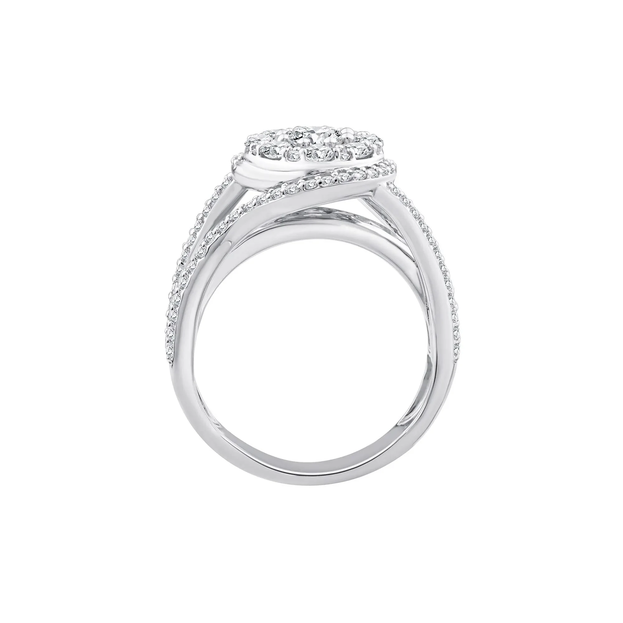 1 3/4 CT. Tw. Diamond Composite Engagement Ring 10K White Gold Round Brilliant Cut Size 8 2.5mm - Image 2