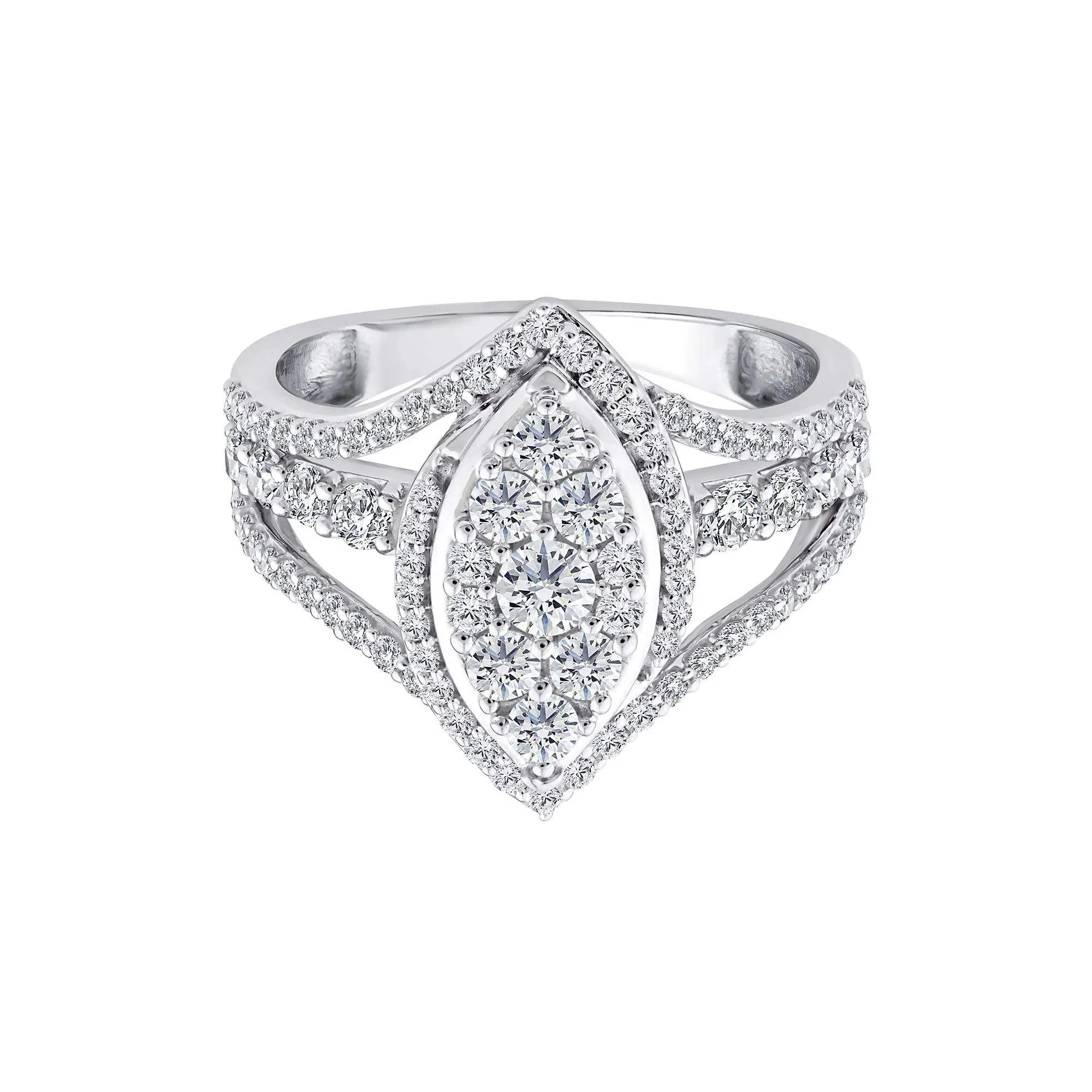 1/2 CT. Tw. Diamond Composite Engagement Ring 10K White Gold Size 6.5 2mm