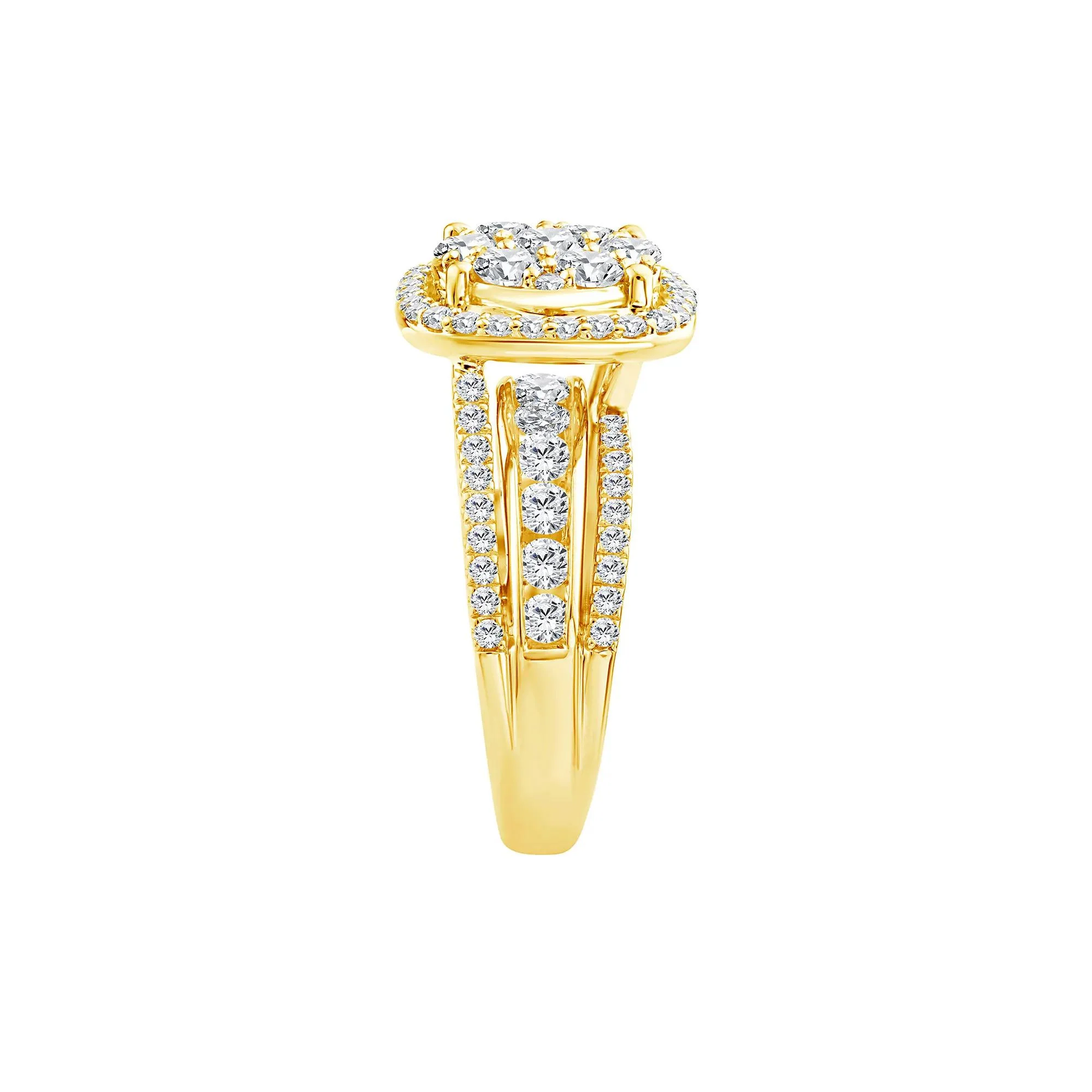 2 CT. Tw. Diamond Composite Engagement Ring 10K Yellow Gold Round Brilliant Cut Size 6 2.5mm - Image 3