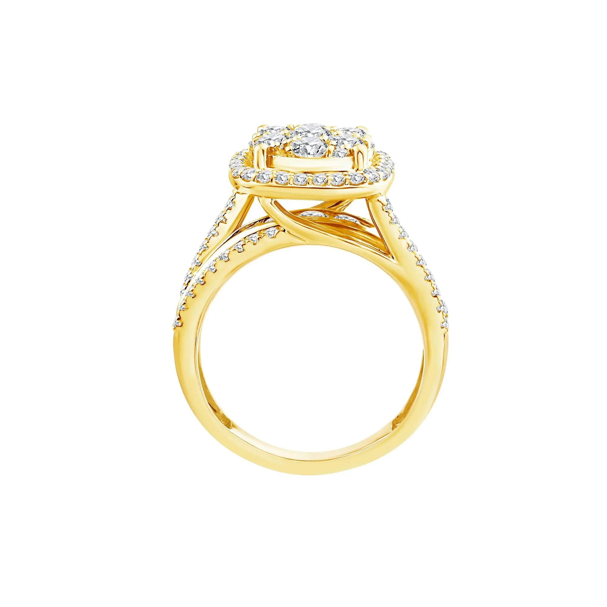 2 CT. Tw. Diamond Composite Engagement Ring 10K Yellow Gold Round Brilliant Cut Size 7 2.5mm - Image 2