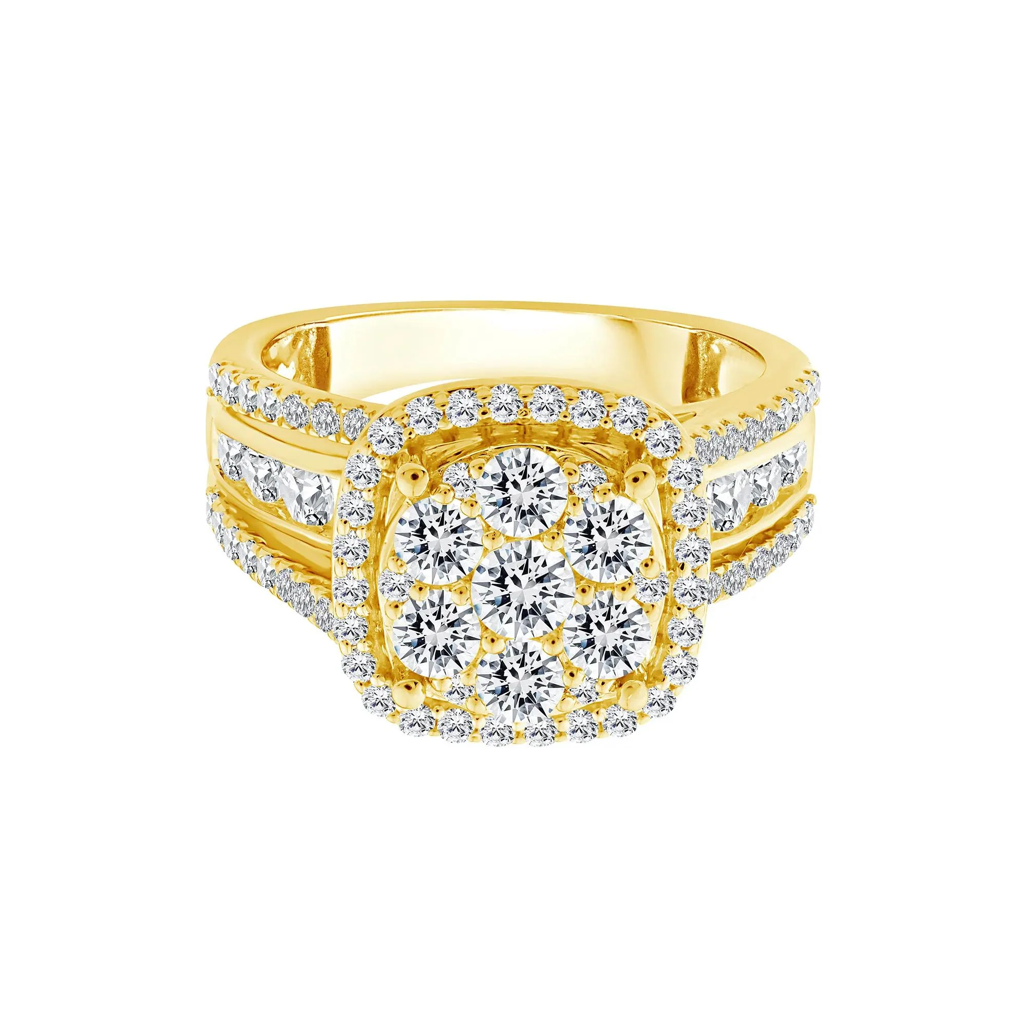2 CT. Tw. Diamond Composite Engagement Ring 10K Yellow Gold Round Brilliant Cut Size 8.5 2.5mm